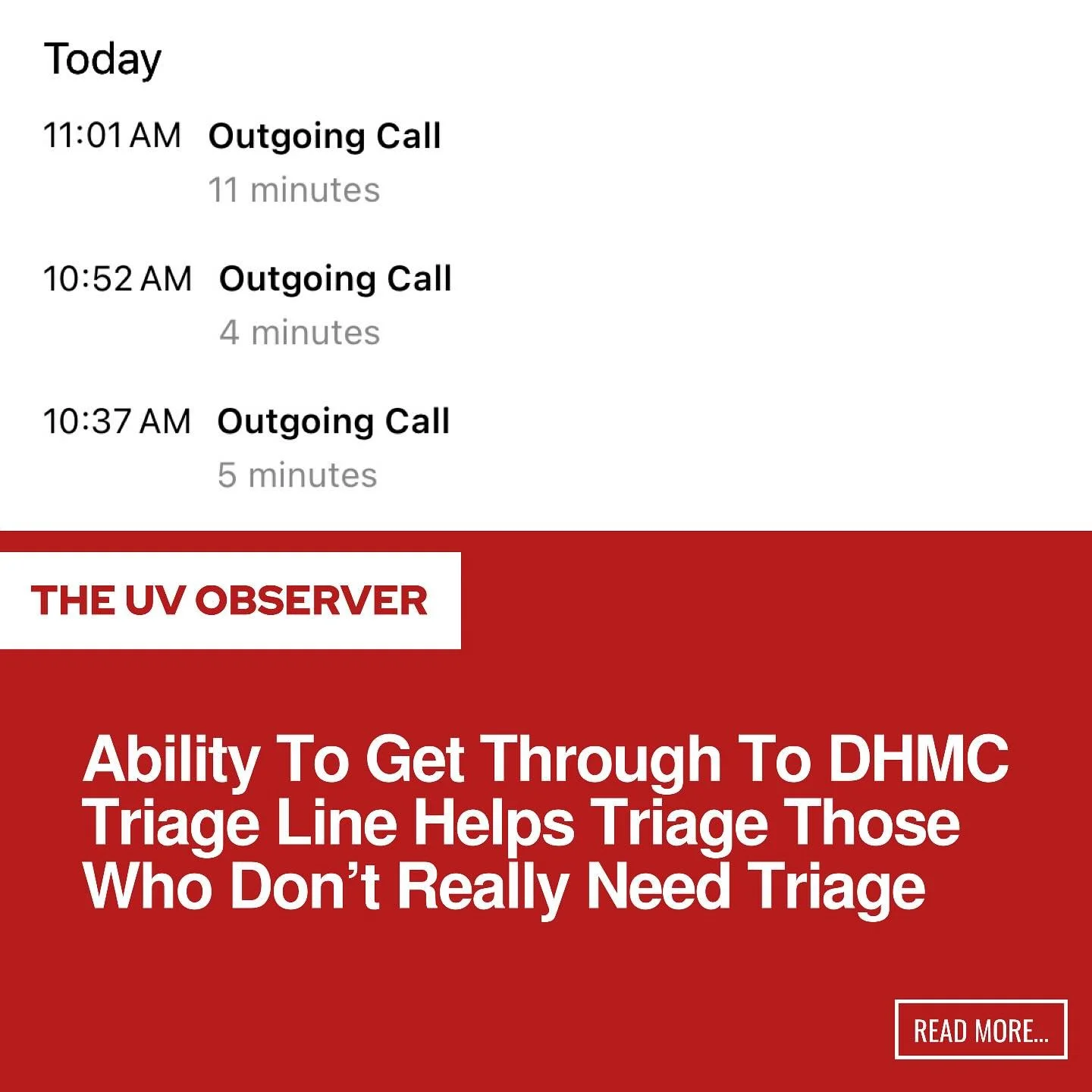 Ability To Get Through To DHMC Triage Line Helps Triage Those Who Don’t Really Need Triage