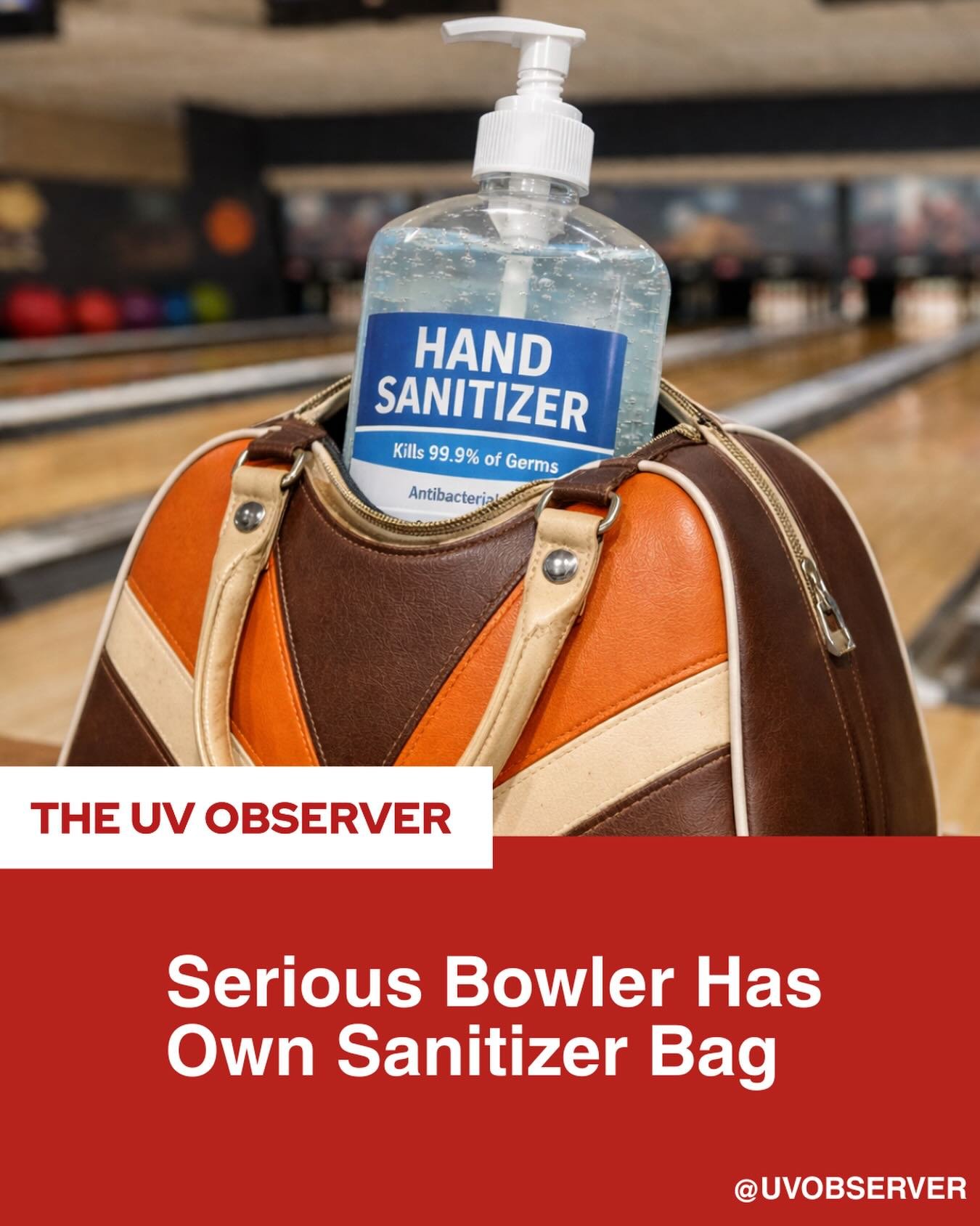 Serious Bowler Has Own Sanitizer Bag