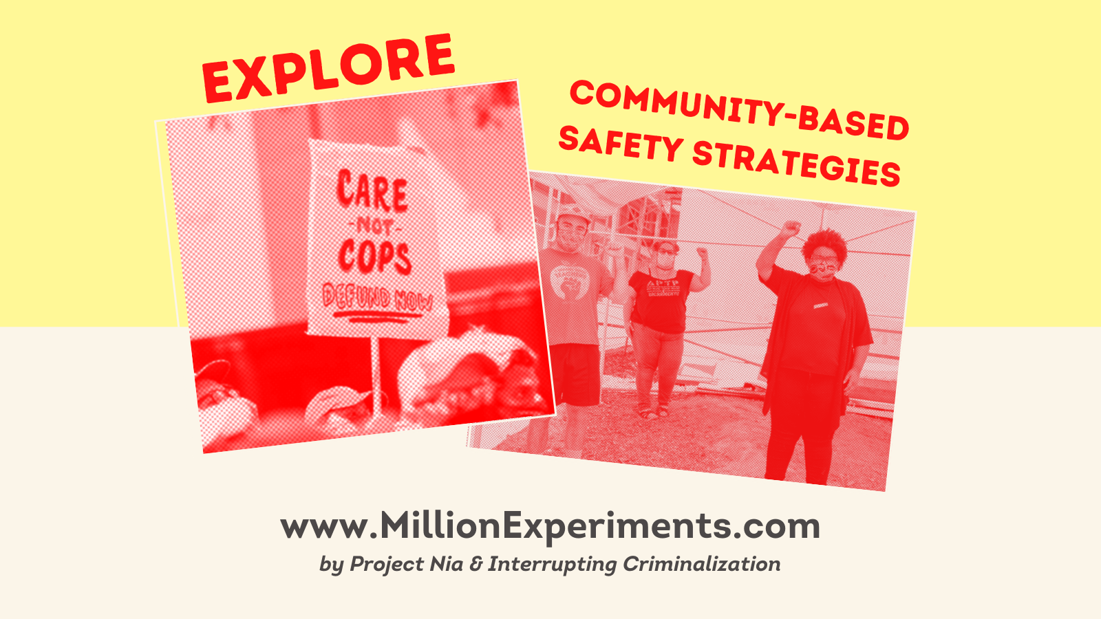 In partnership with Project Nia, One Million Experiments is a virtual zine project that explores snapshots of community-based safety strategies.