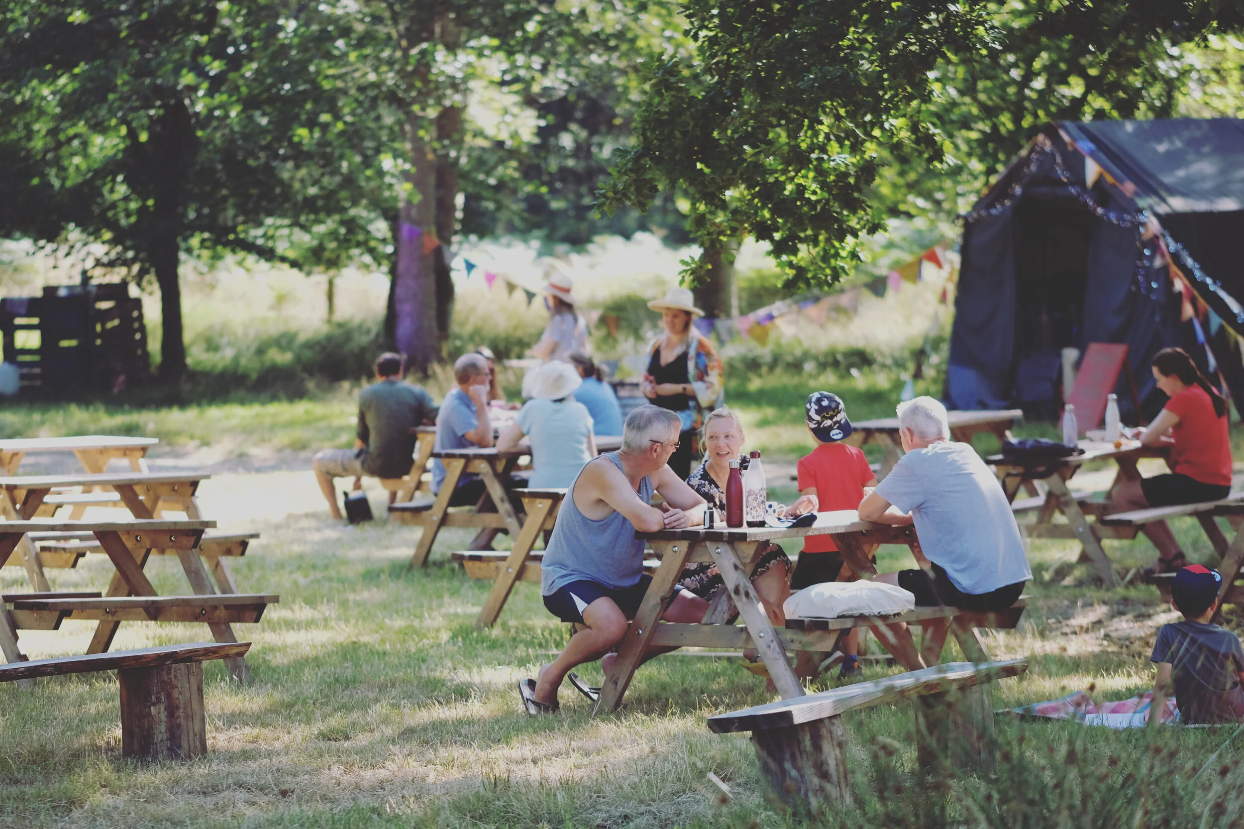 THE COPPICE

Our woodland area has plenty of picnic benches and a relaxed atmosphere. Enjoy street food style lunch, or take up a practical workshop from crafting your own jewellery to getting your hands dirty with practical workshops. This is the pe
