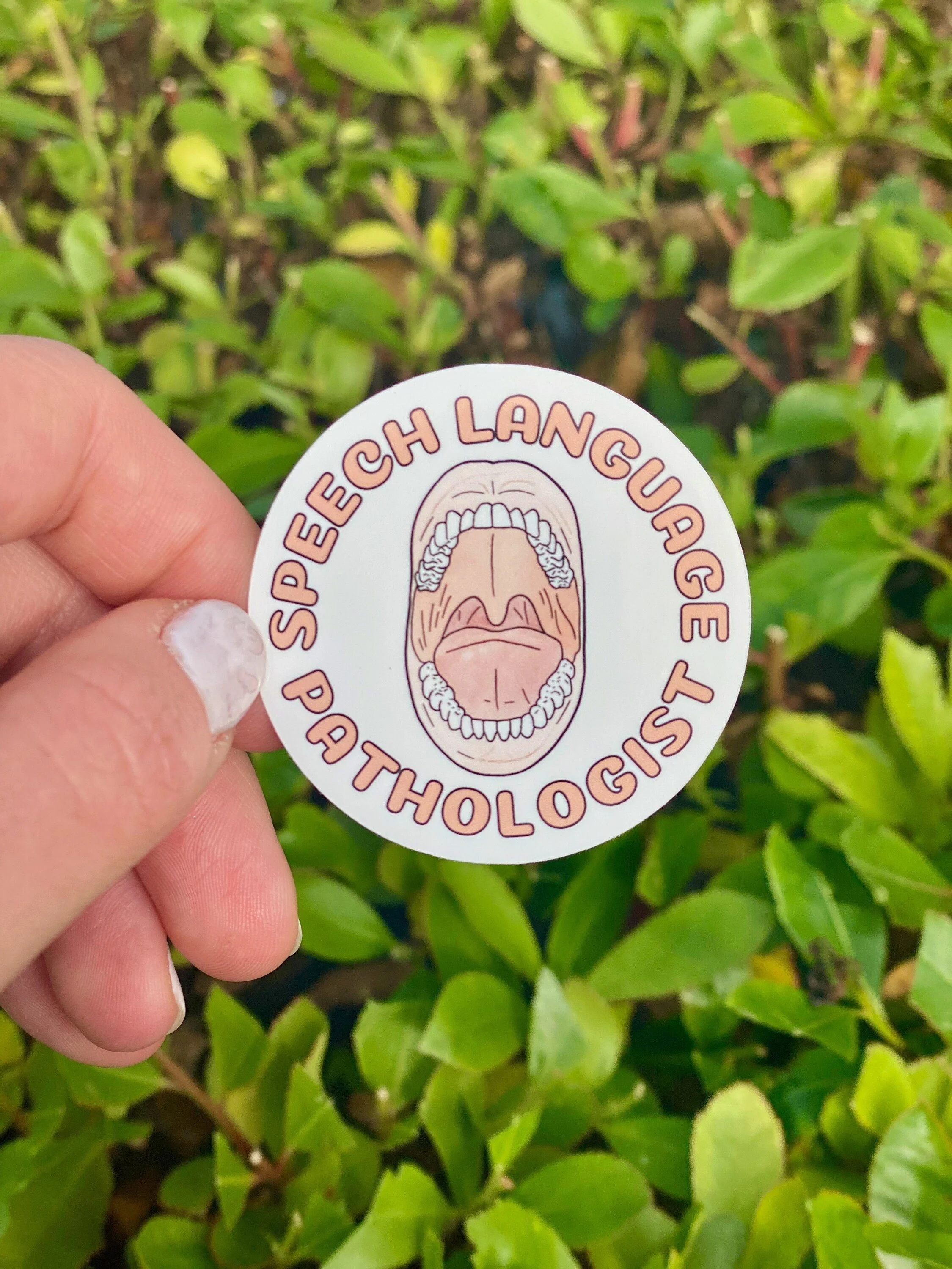 SLP Speech Language Pathology Oral Cavity 2" Round Decal Sticker