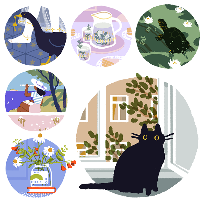assorted spot illustrations
