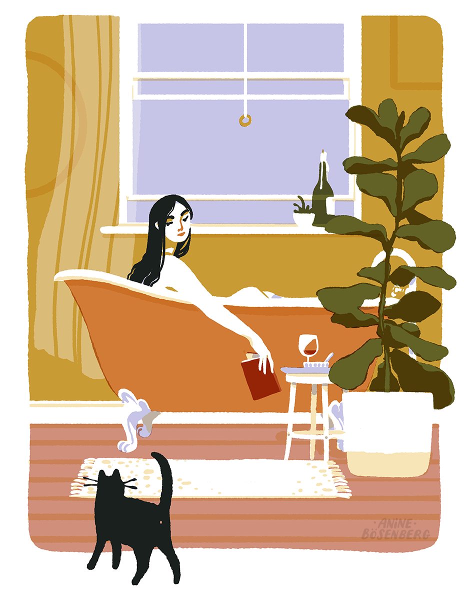 reading in the bath