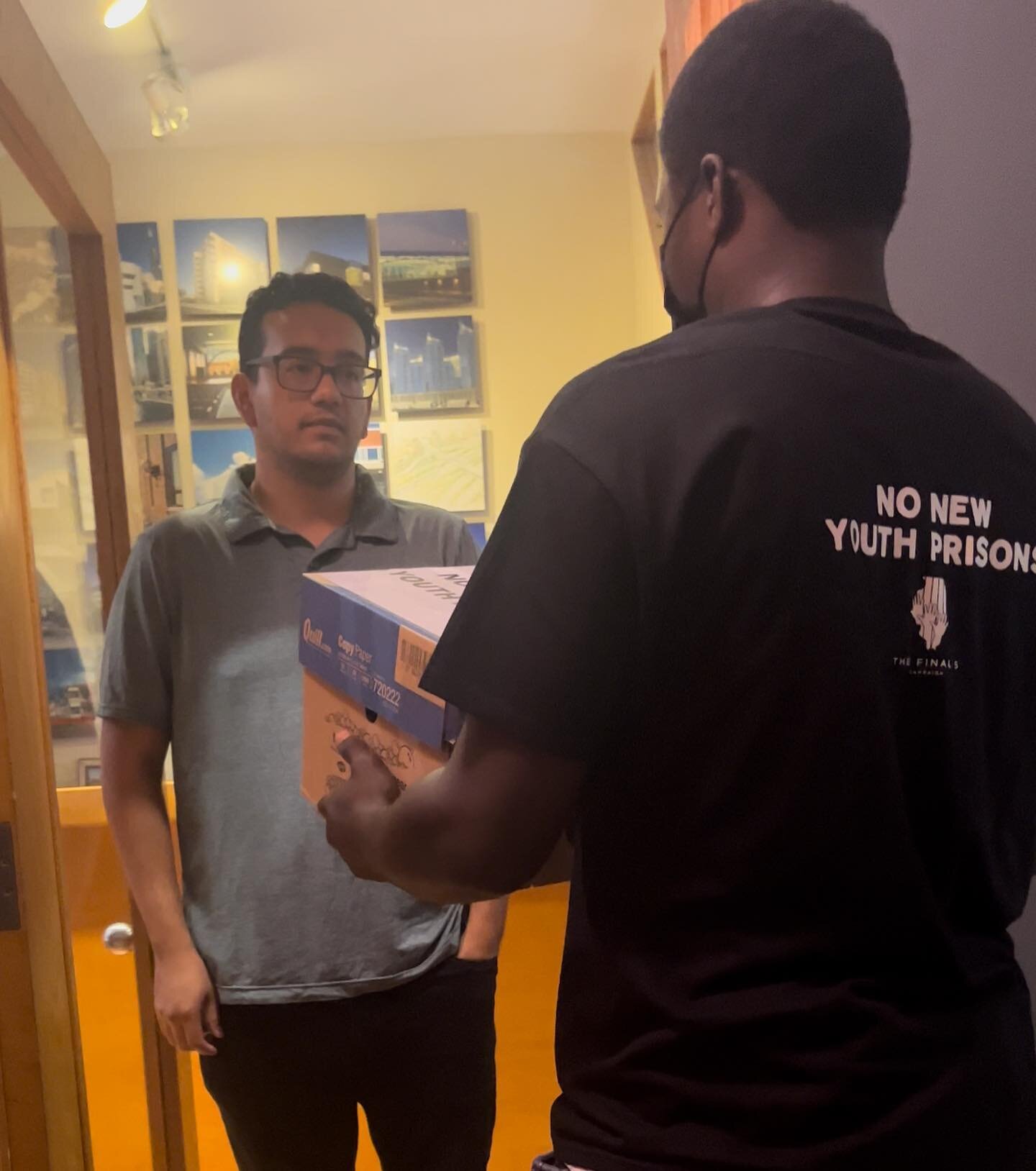 Last week we demanded that @cordoganclark cease work on the new youth prison in Lincoln, IL. We delivered our petition with nearly 600 signatures of people who support our demand to #StopLDC and demanded to speak with the higher ups. We eventually go