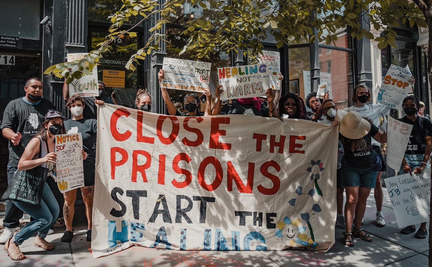 #tbt to our protest a few weeks ago at the office of @cordoganclark, who is contracted by the state to build a new youth prison in Lincoln. Since this day, they have recited IDJJ propaganda to anyone who speaks out against their involvement in this e