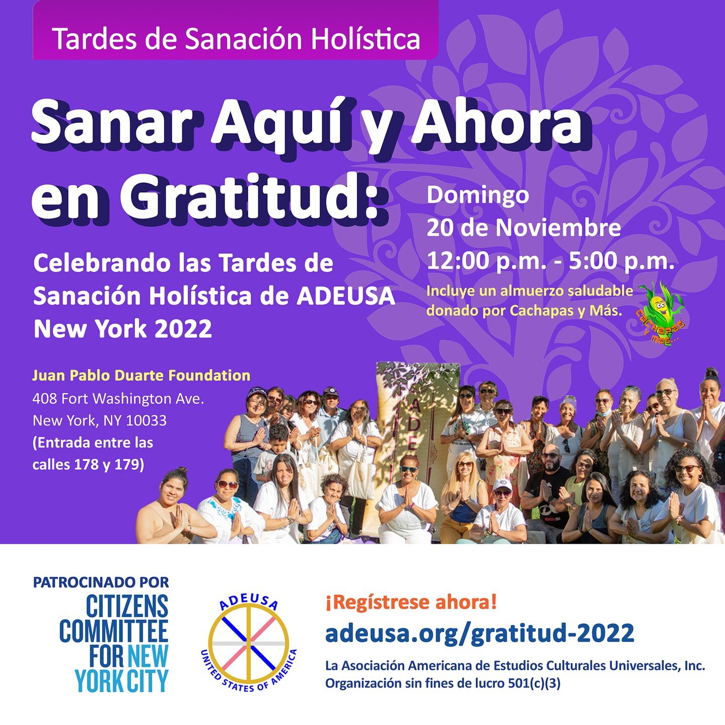 Celebraremos juntos el cierre y entrega del trabajo efectuado en el a&ntilde;o 2022 del programa Tardes de Sanaci&oacute;n Hol&iacute;stica en la cuidad de New York, estando presentes y conscientes en gratitud por la labor de todos los instructores, 