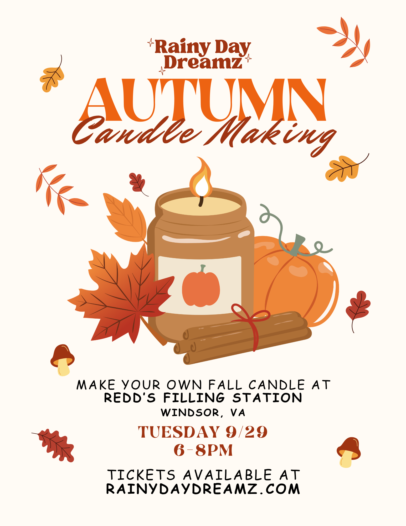 Autumn Candle Making at Redd's Filling Station