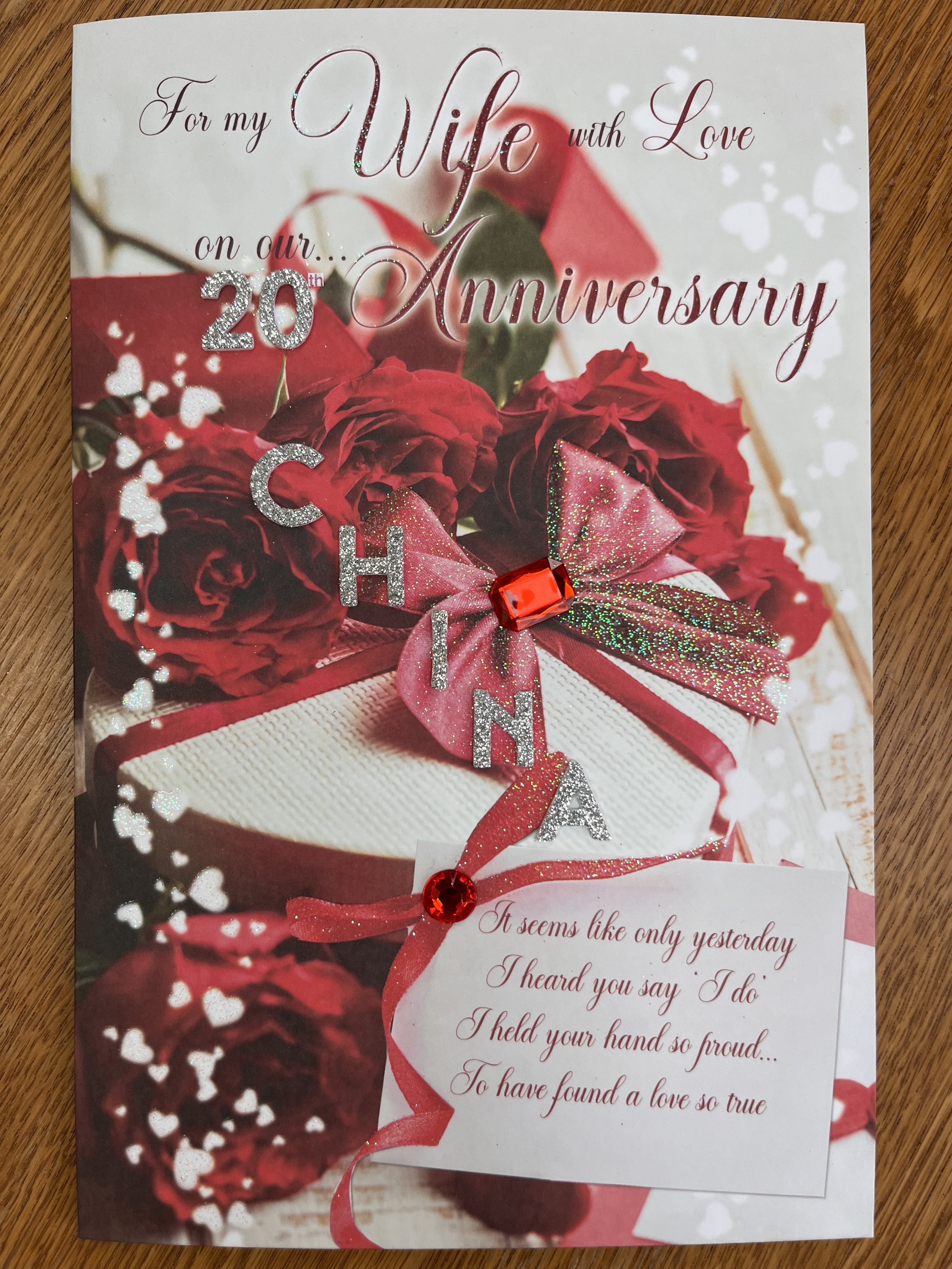 Wife 20th anniversary card