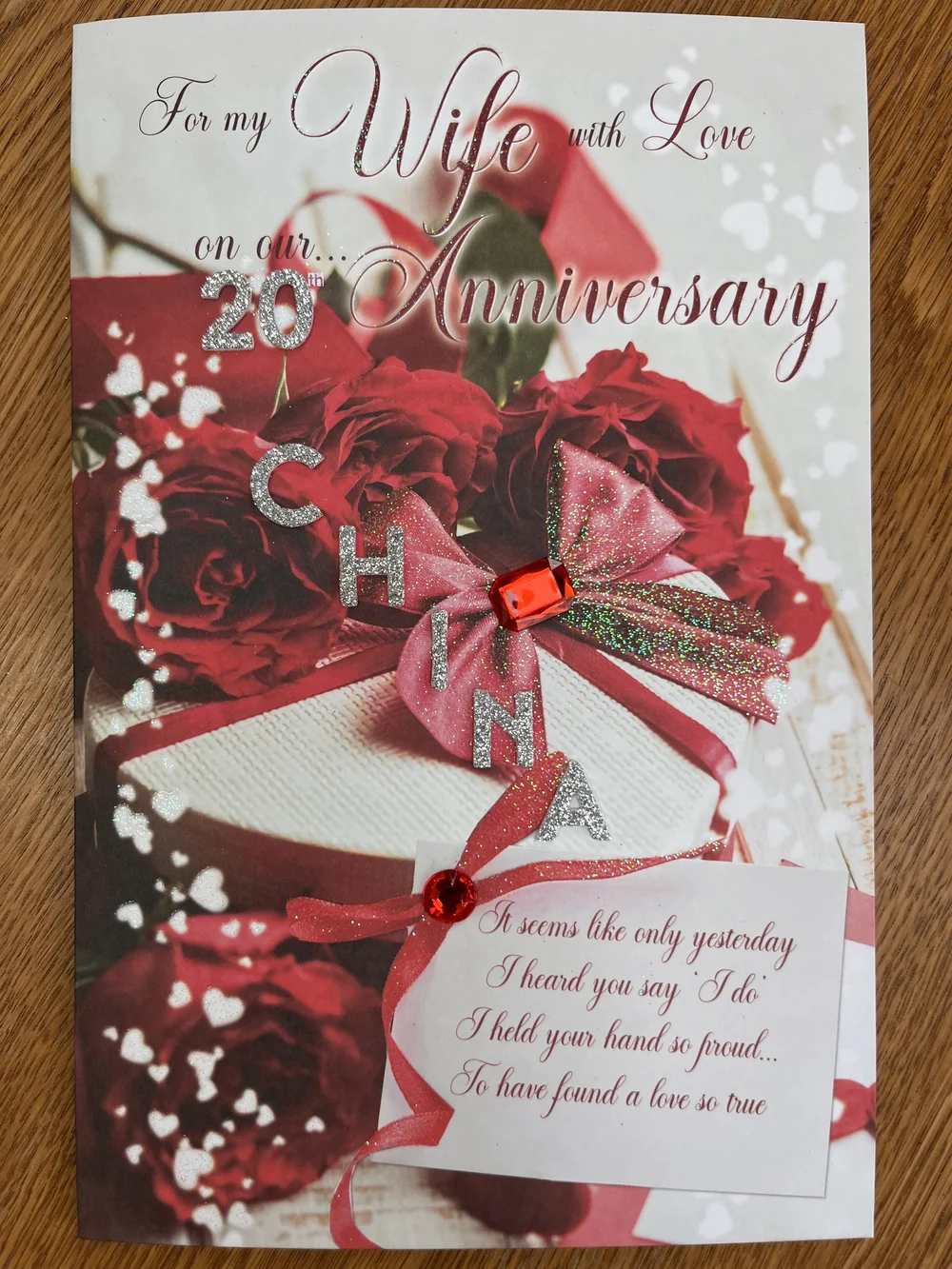 Wife 20th Anniversary card — Special Thoughts