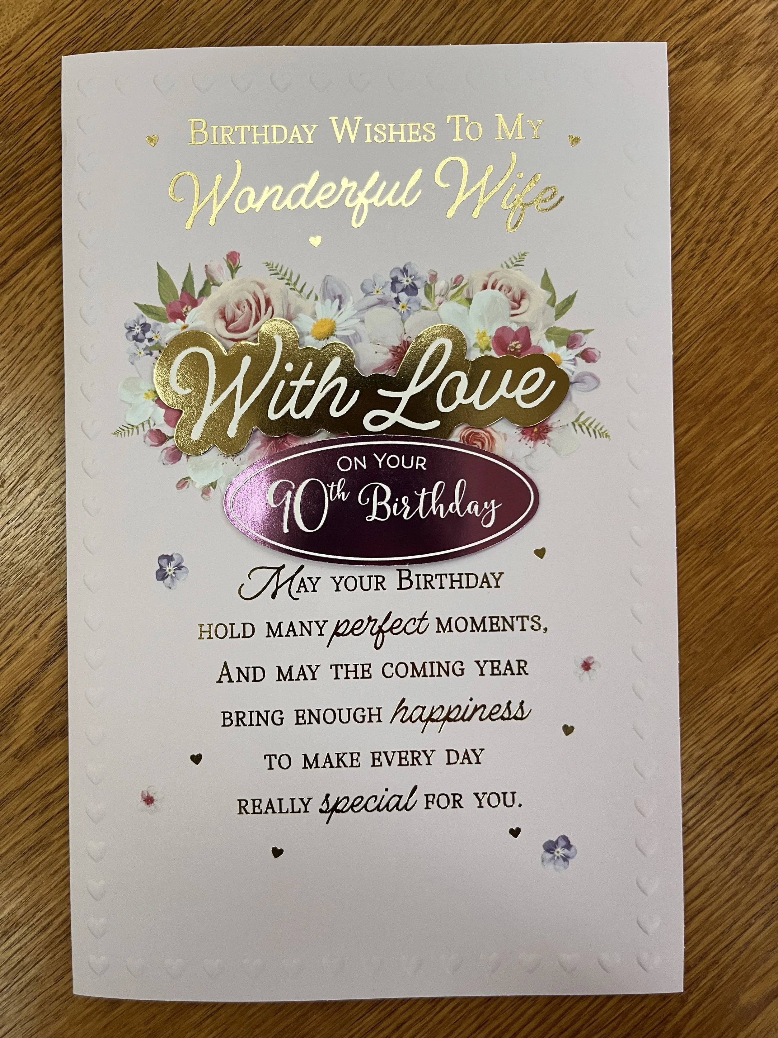Extra Special Wife 90th Birthday card