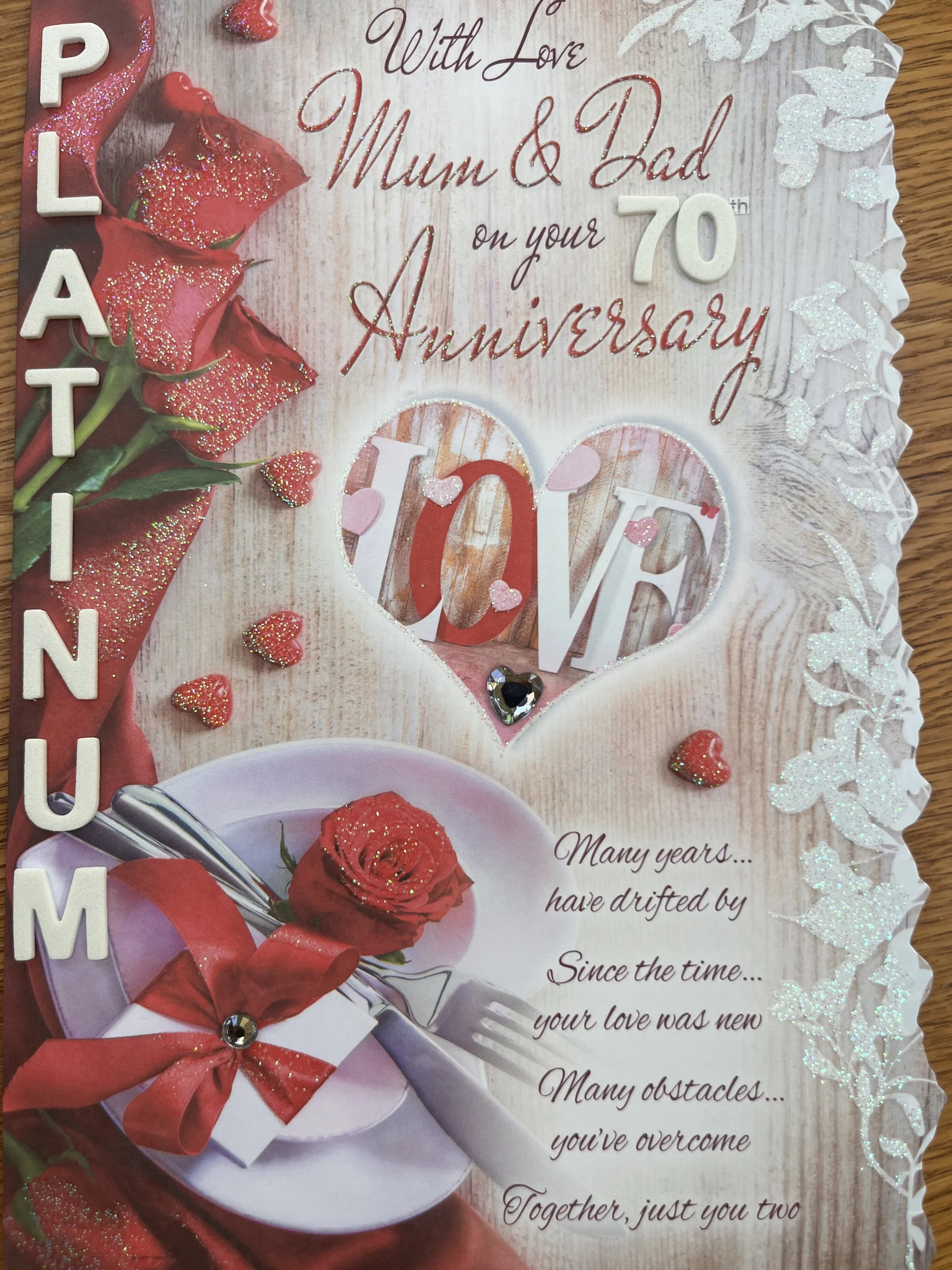 Special Mum and Dad 70th anniversary card