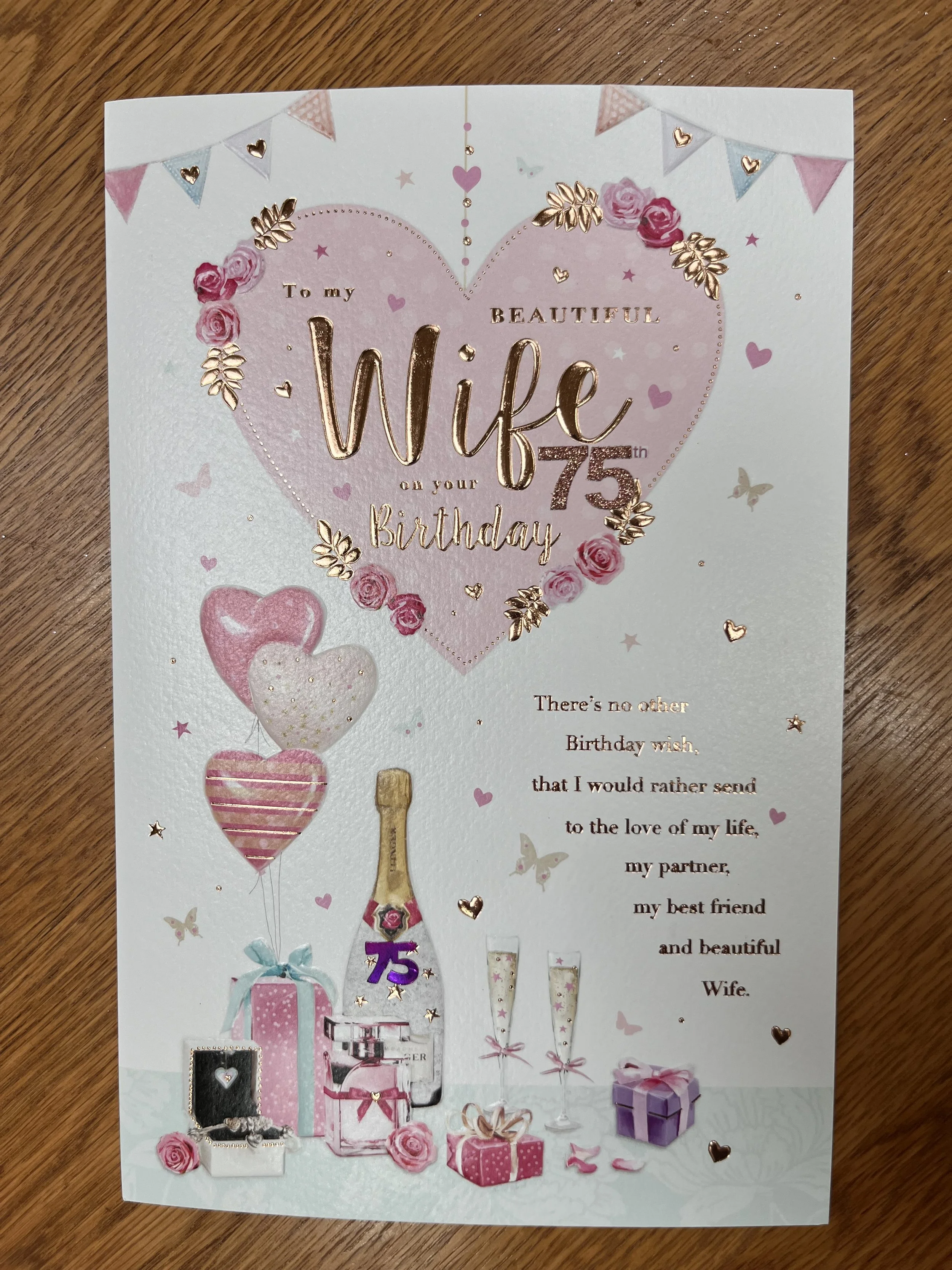 Special Wife 75th Birthday Card