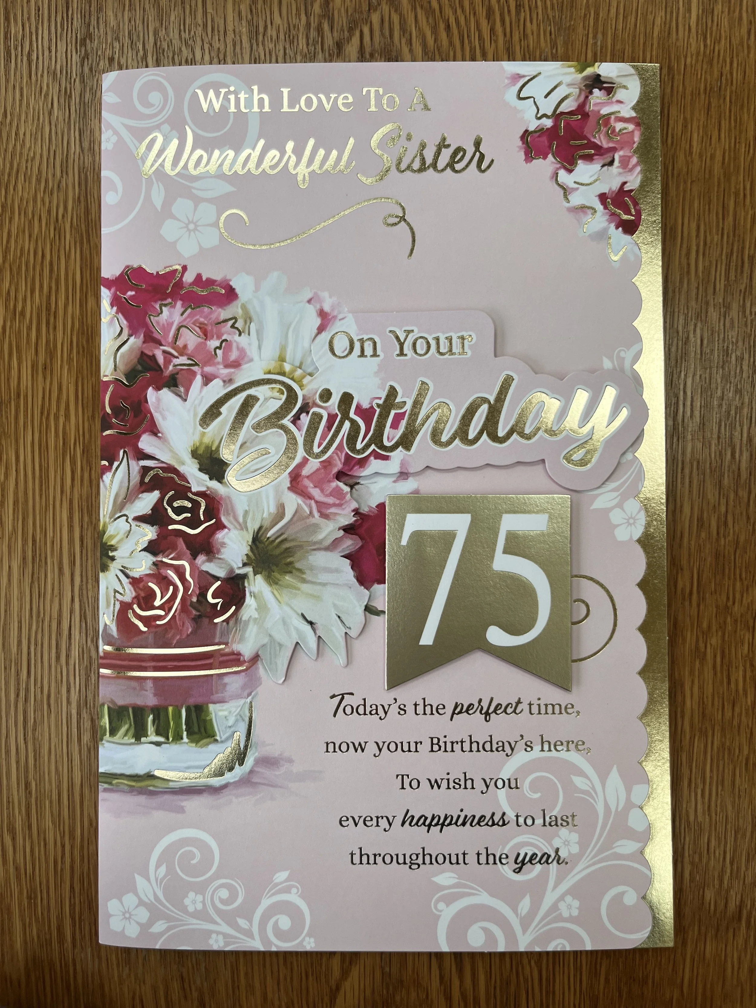 Extra Special Sister 75th birthday card