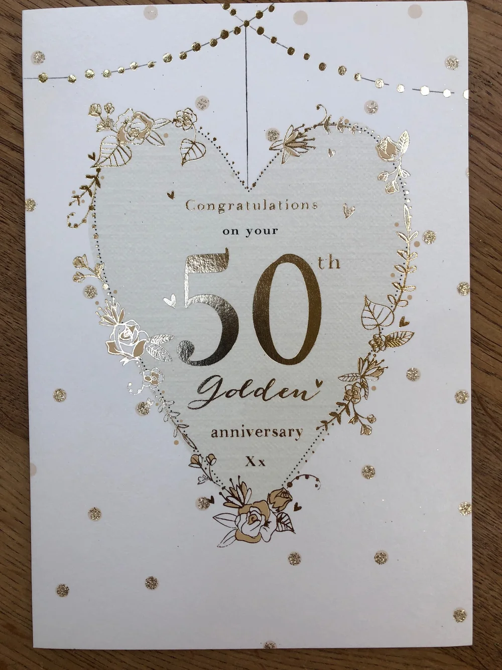 Golden 50th Annversary Card - Etsy