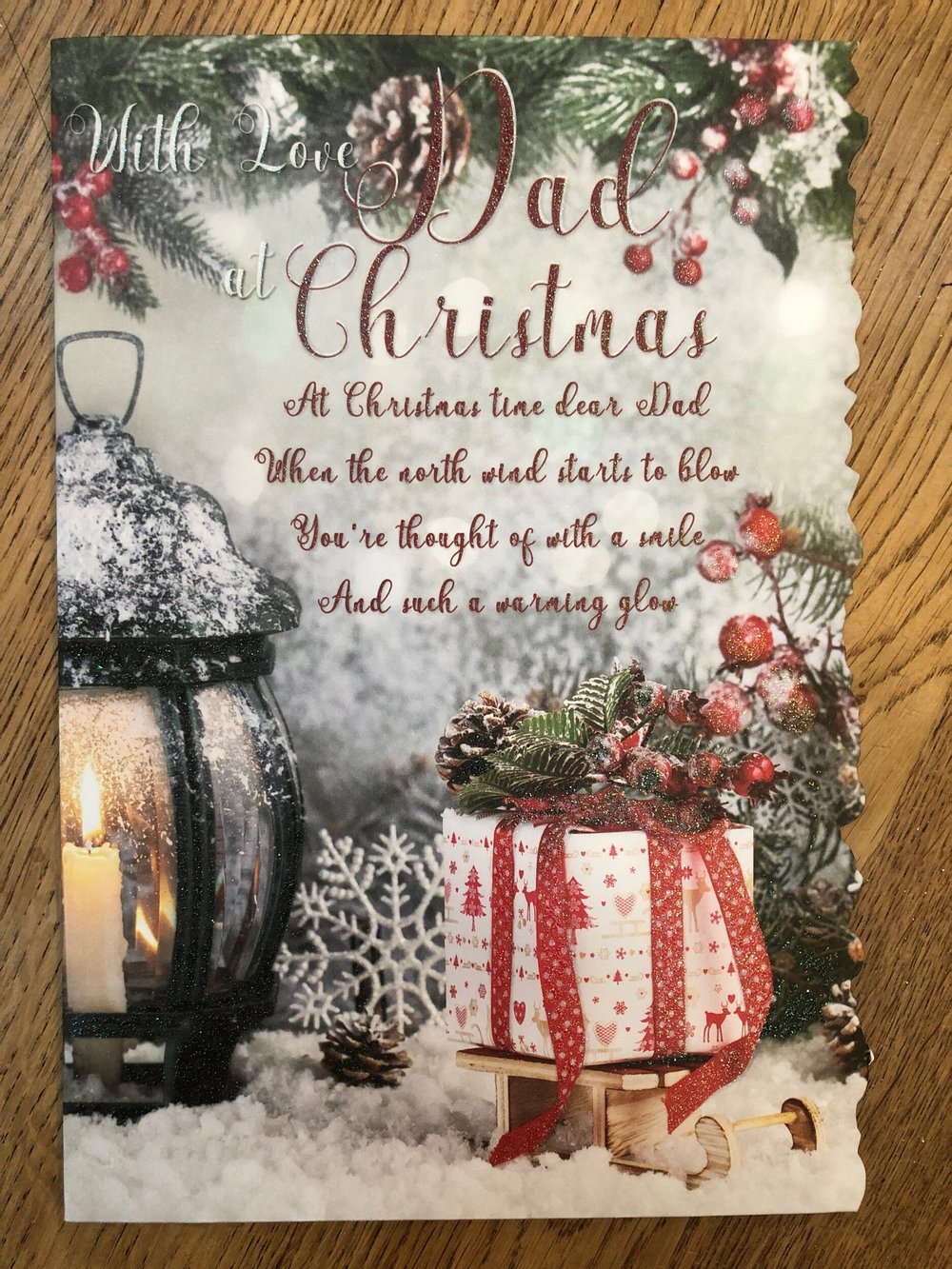 Mum & Dad Christmas Card. Traditional Festive Xmas Design. 9 X 6 Inches. OE