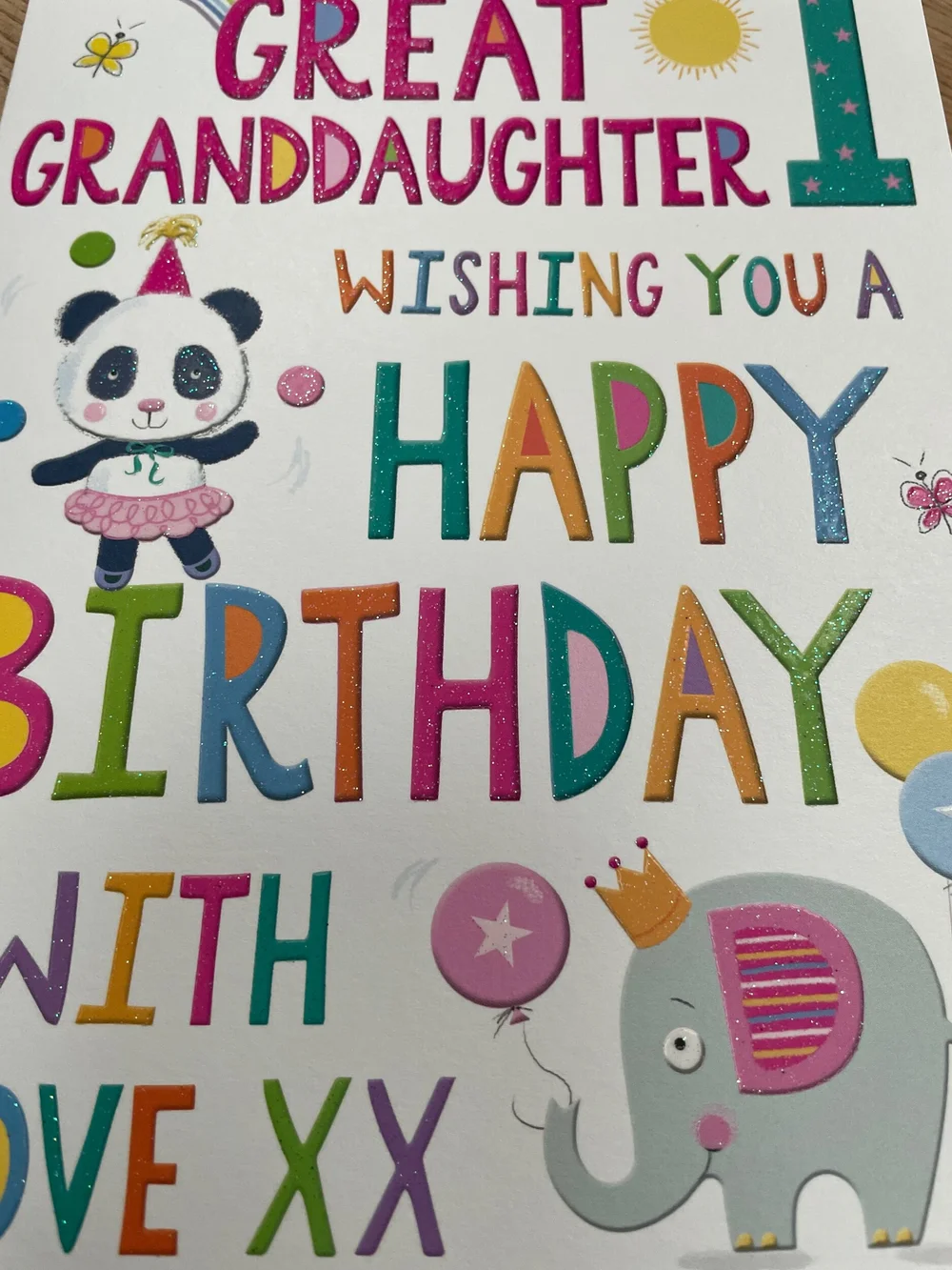 Granddaughter 1st Birthday Card: Pretty In Pink - Customise For Any Relation - UK