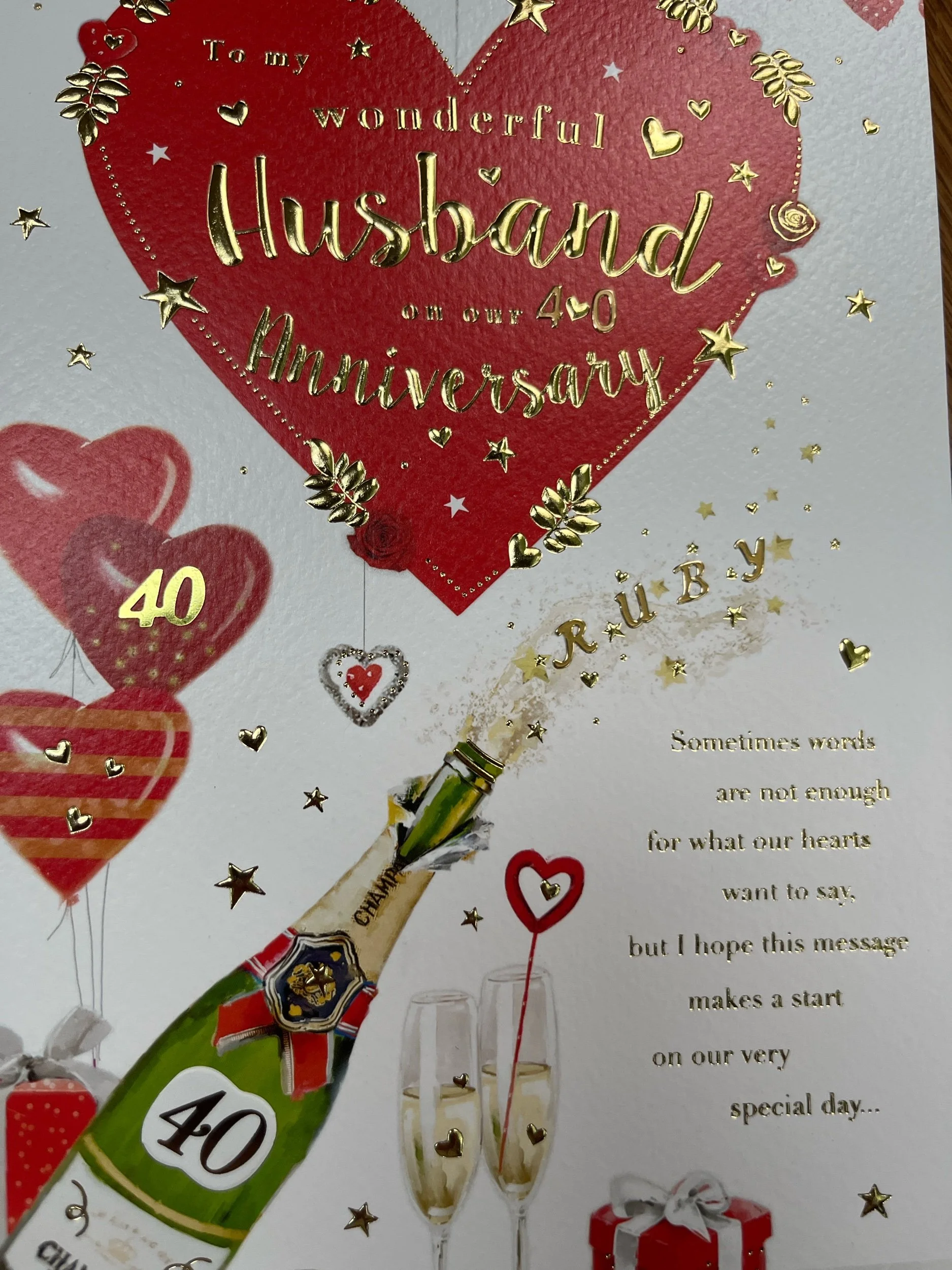 Special Husband Ruby Anniversary Card
