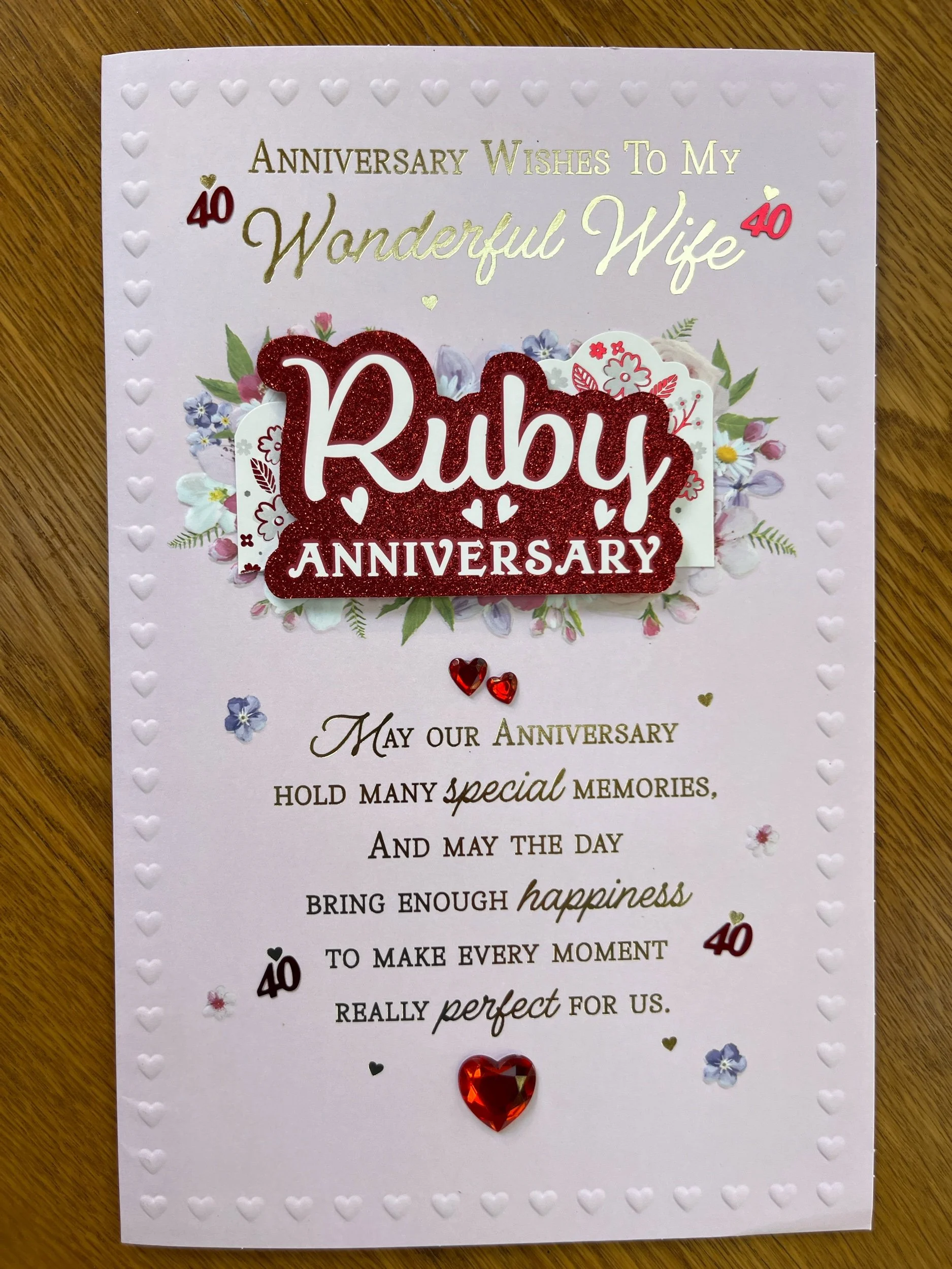 Extra Special Wife Ruby Anniversary  card
