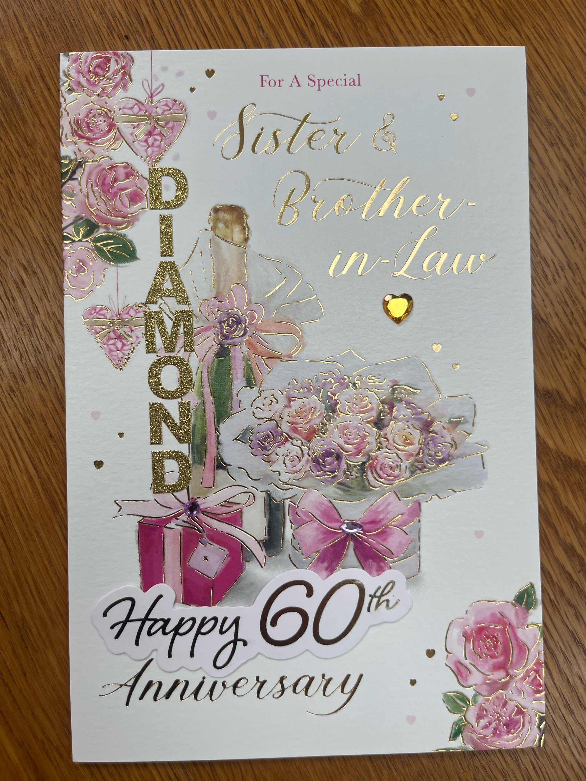 Sister and Brother in law 60th Anniversary card