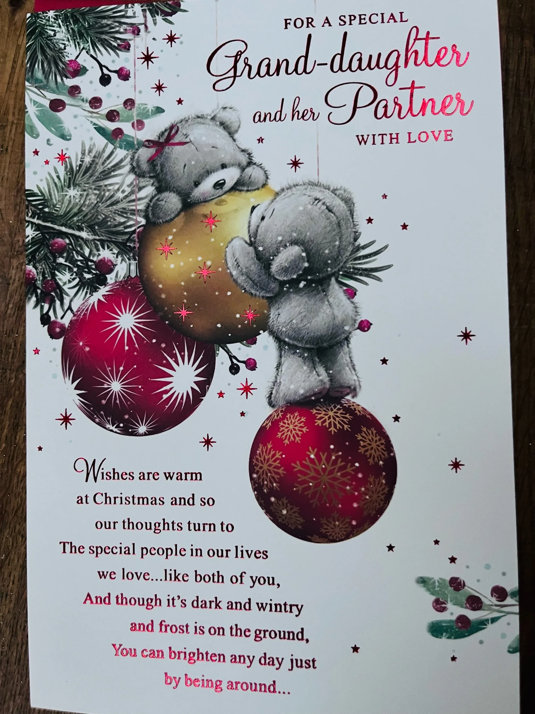 Granddaughter and Partner christmas card