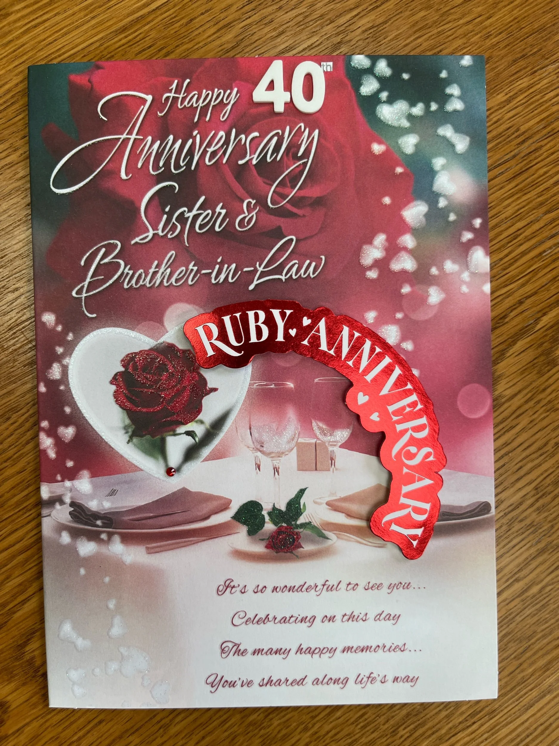 Sister and Brother in Law Ruby Anniversary card