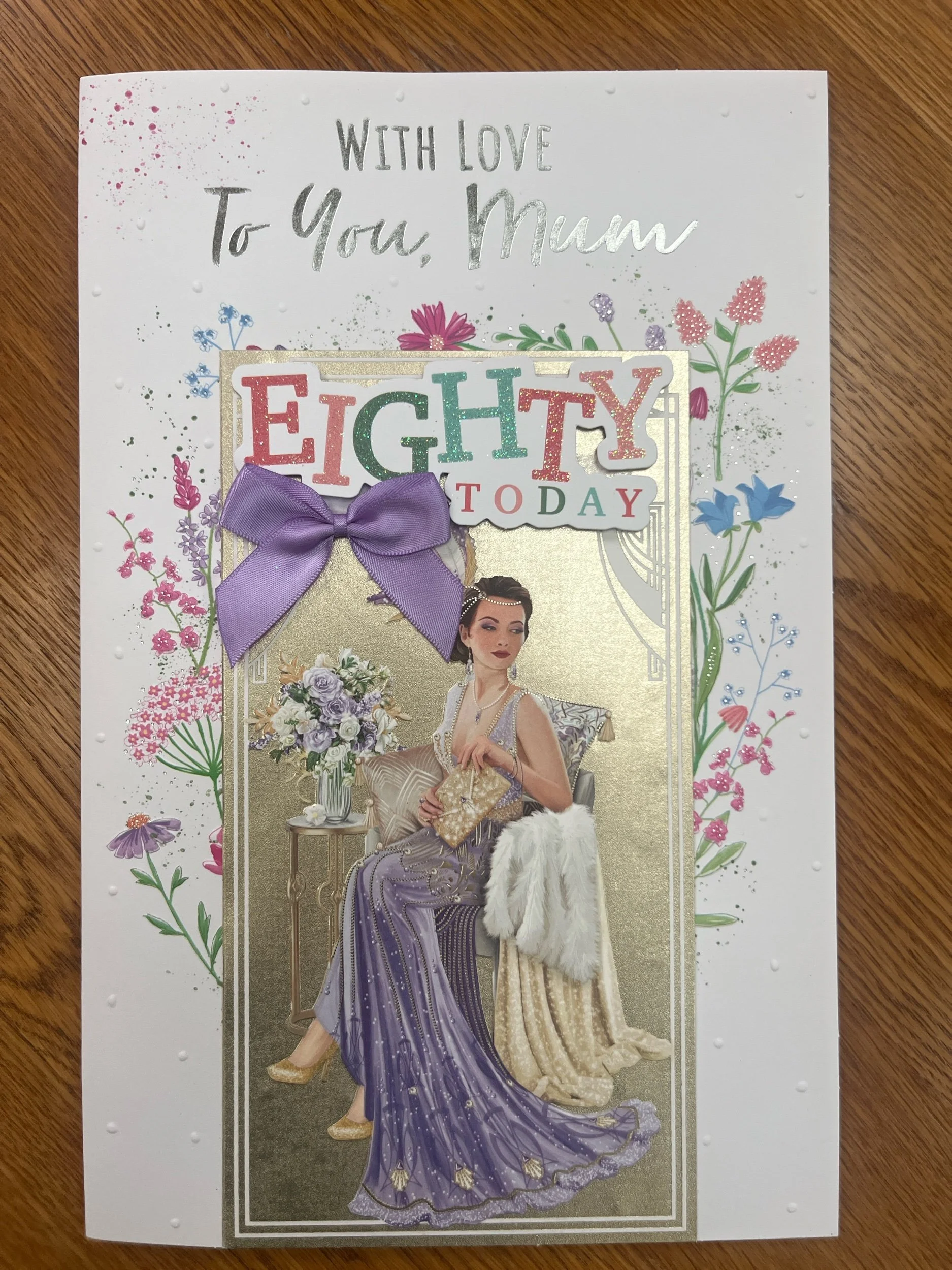Extra Special Art Deco Mum 80th birthday card
