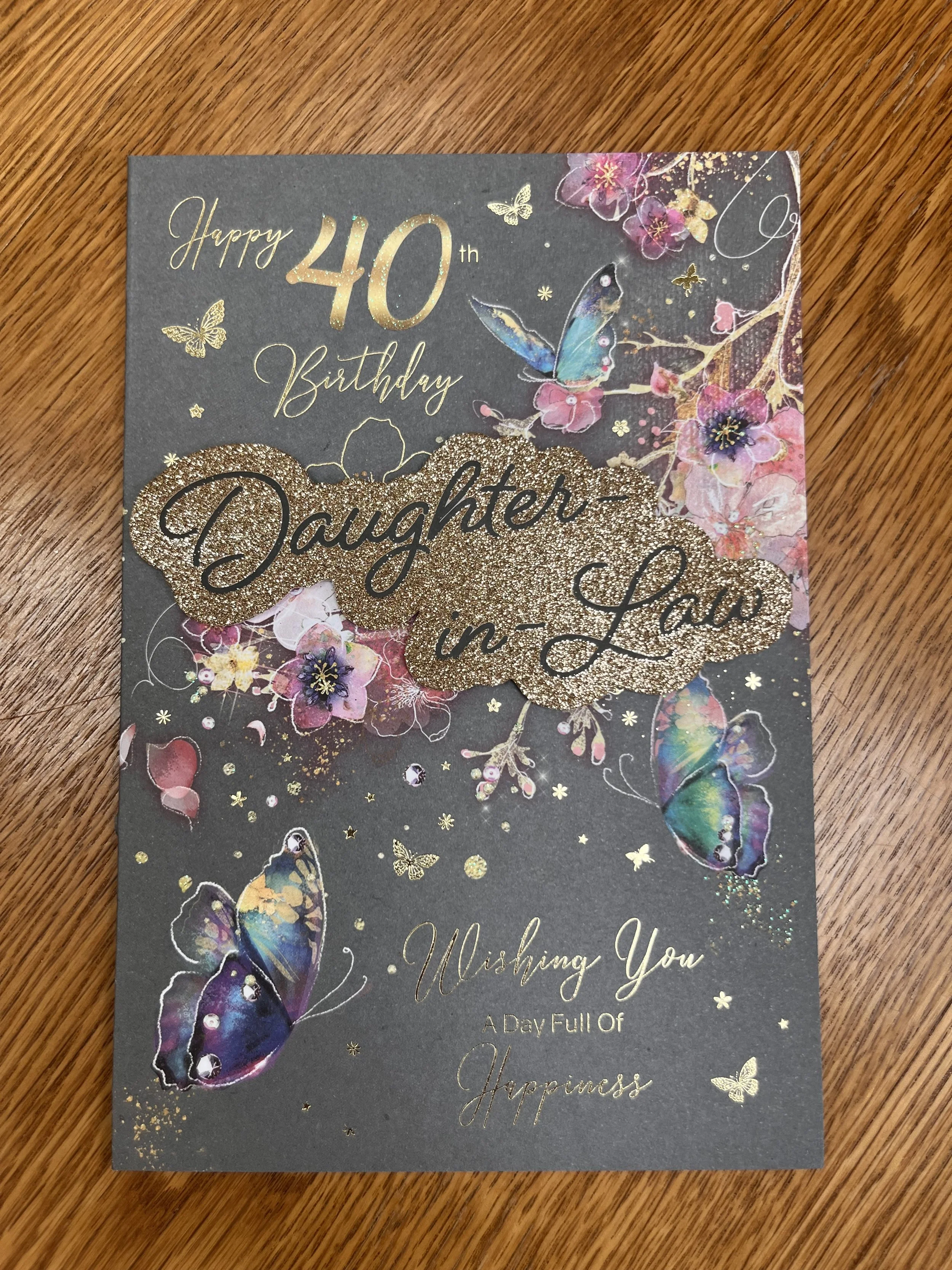 Daughter in Law age 40  birthday card