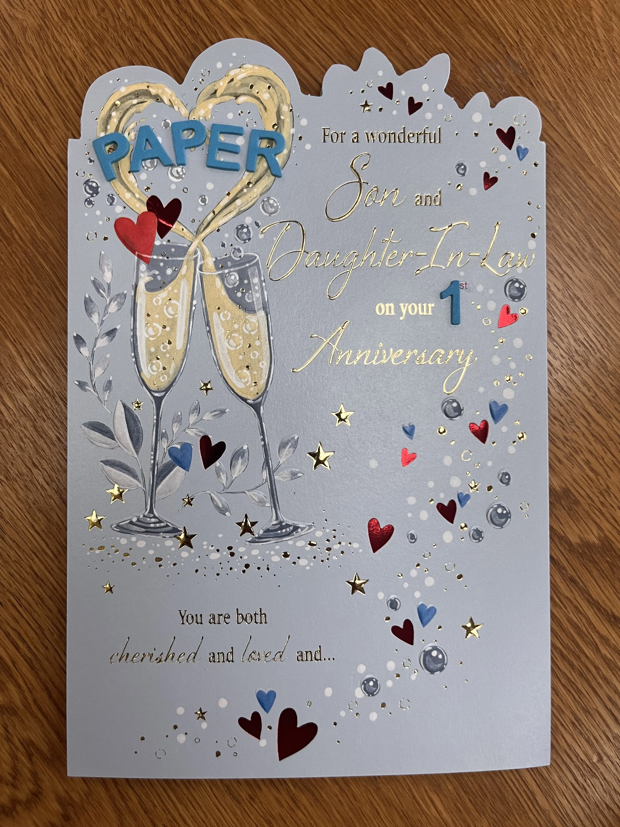 Son and  Daughter-in-Law 1st anniversary  card