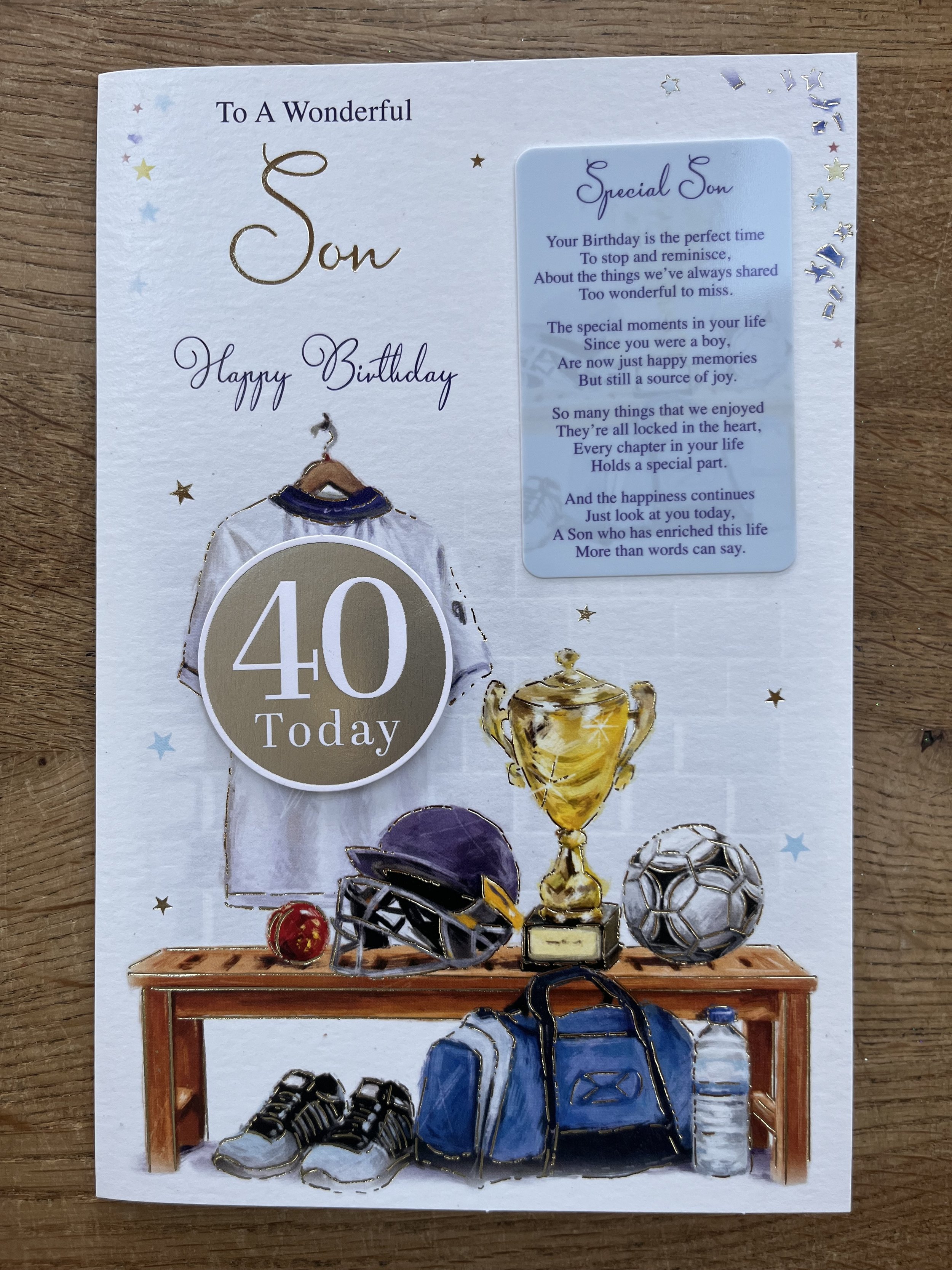 Special Son 40th Birthday card