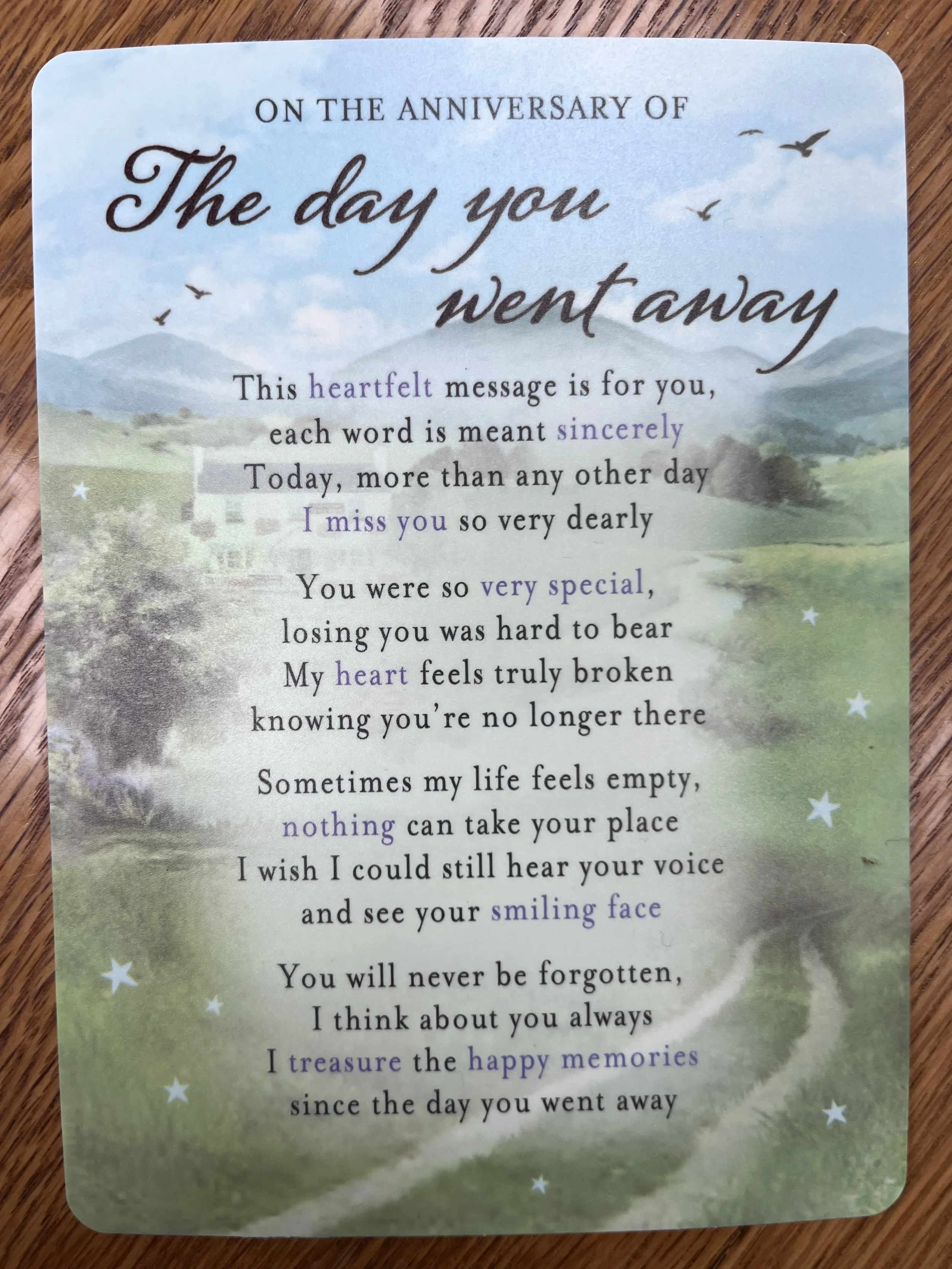 Grave card Anniversary of day You Went Away