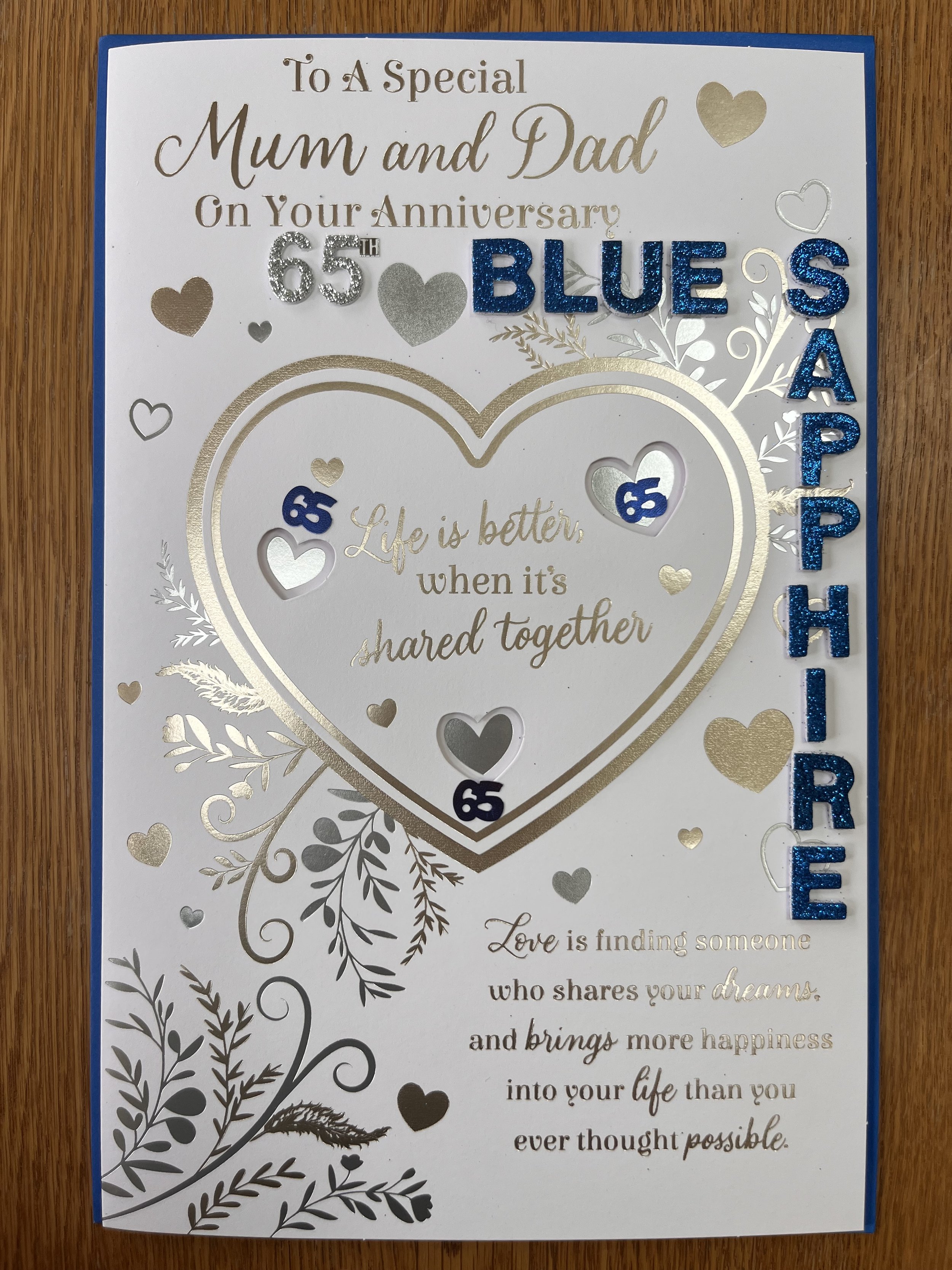 Mum and Dad 65th anniversary card