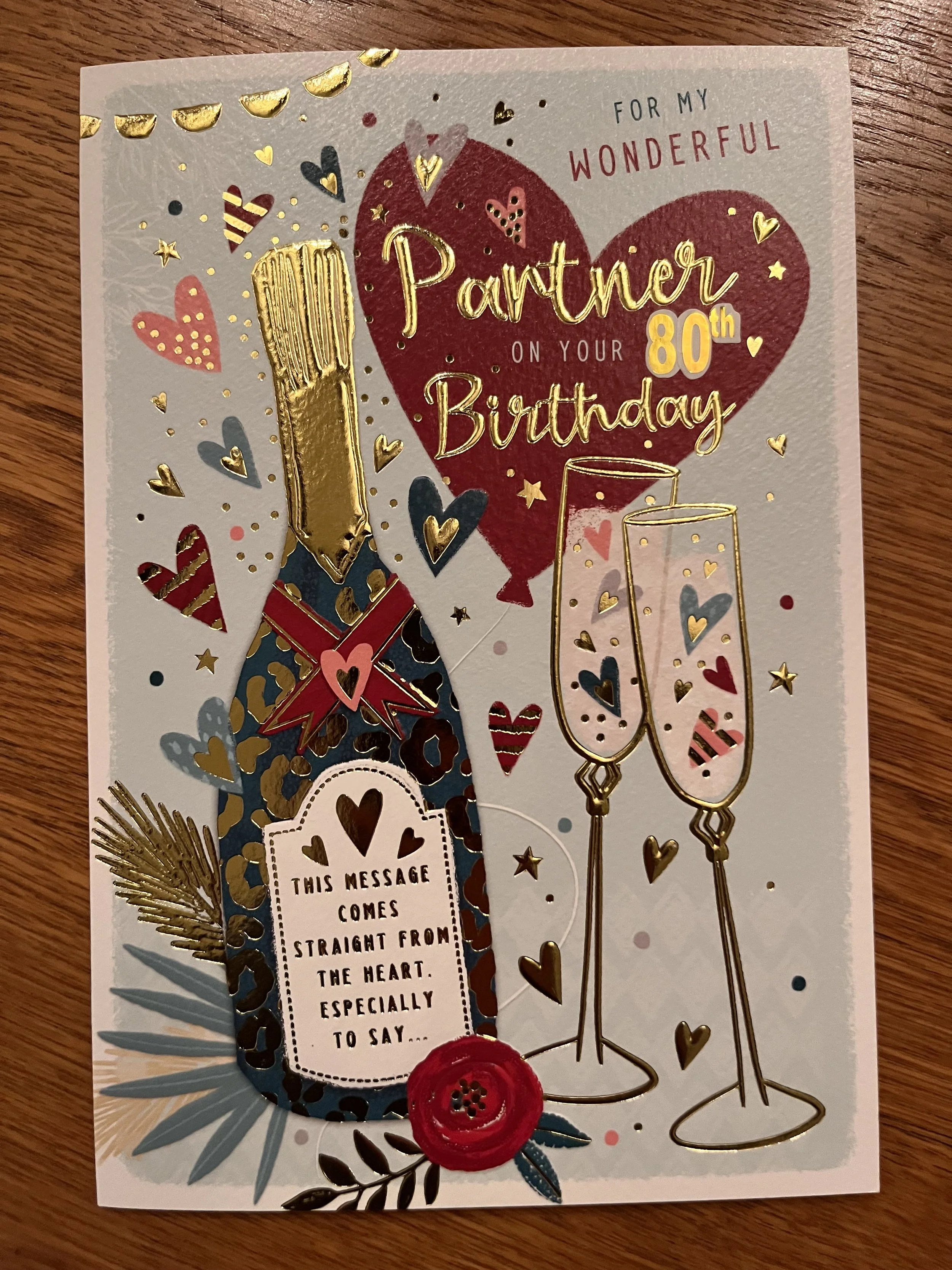 Partner 80th birthday card