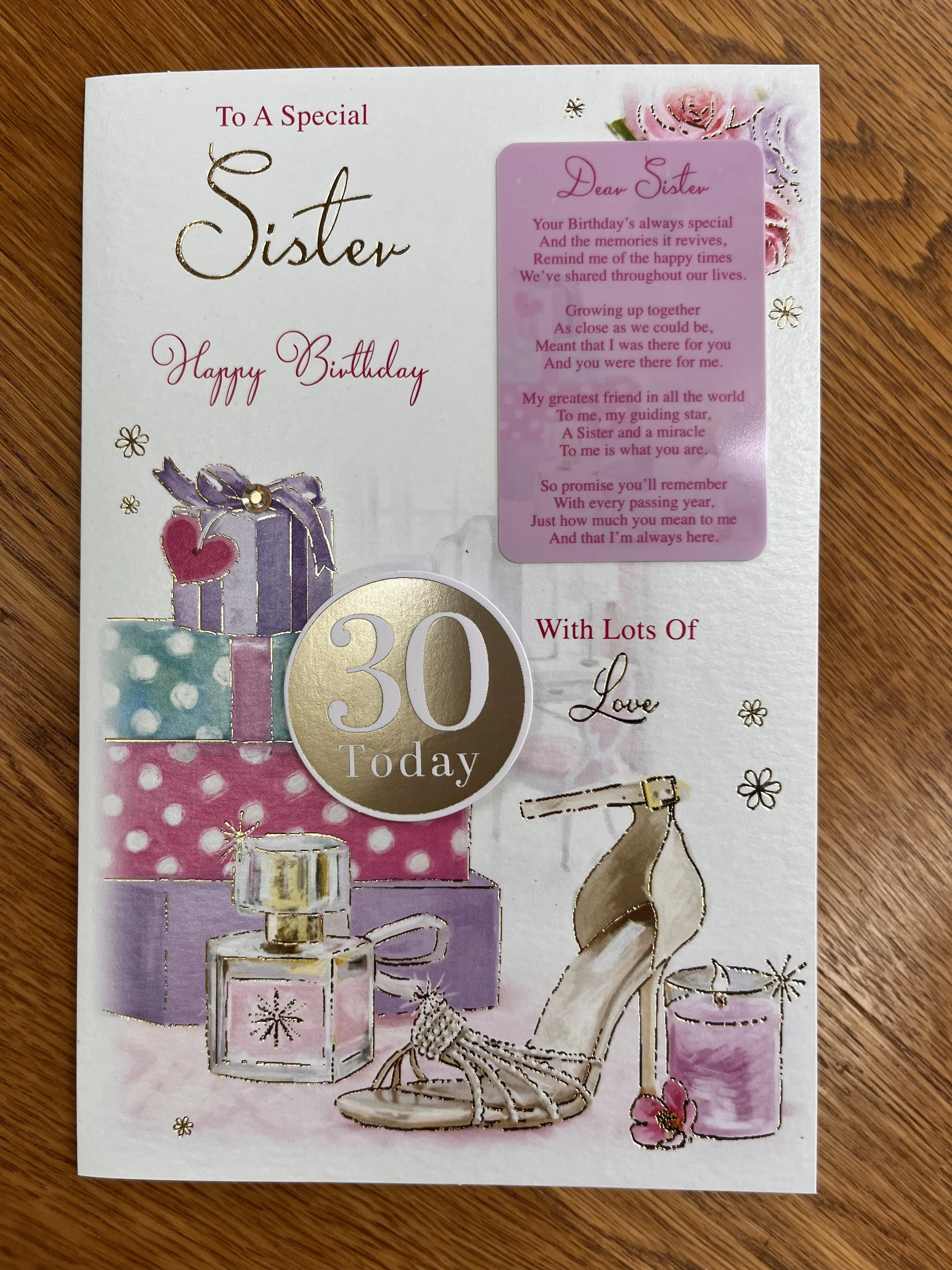 Sister 30th Birthday card