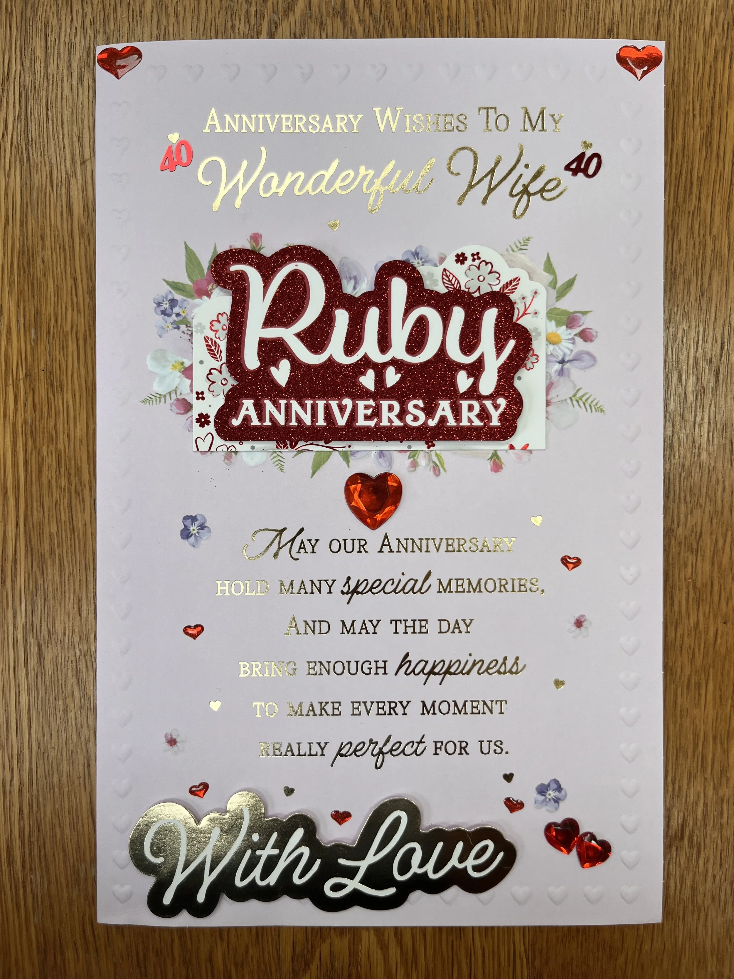 Extra Special Wife Ruby anniversary  Card