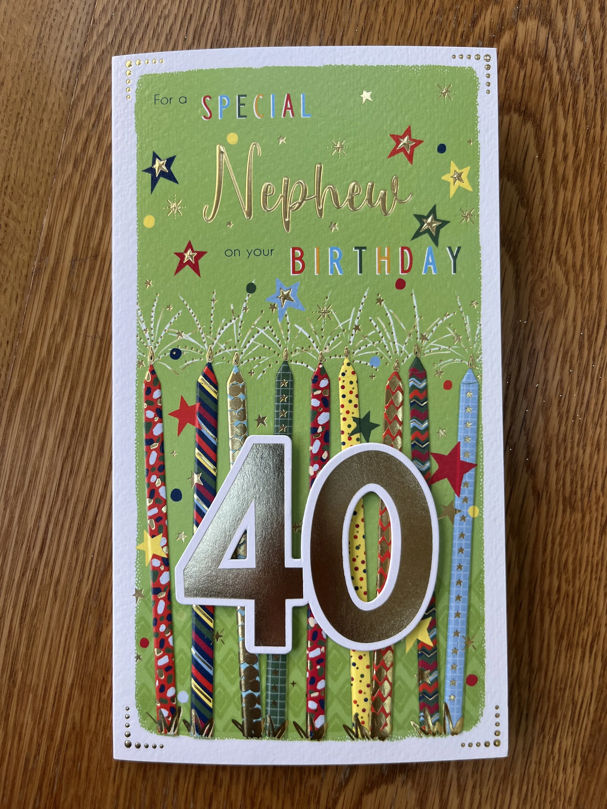 Nephew 40th birthday card