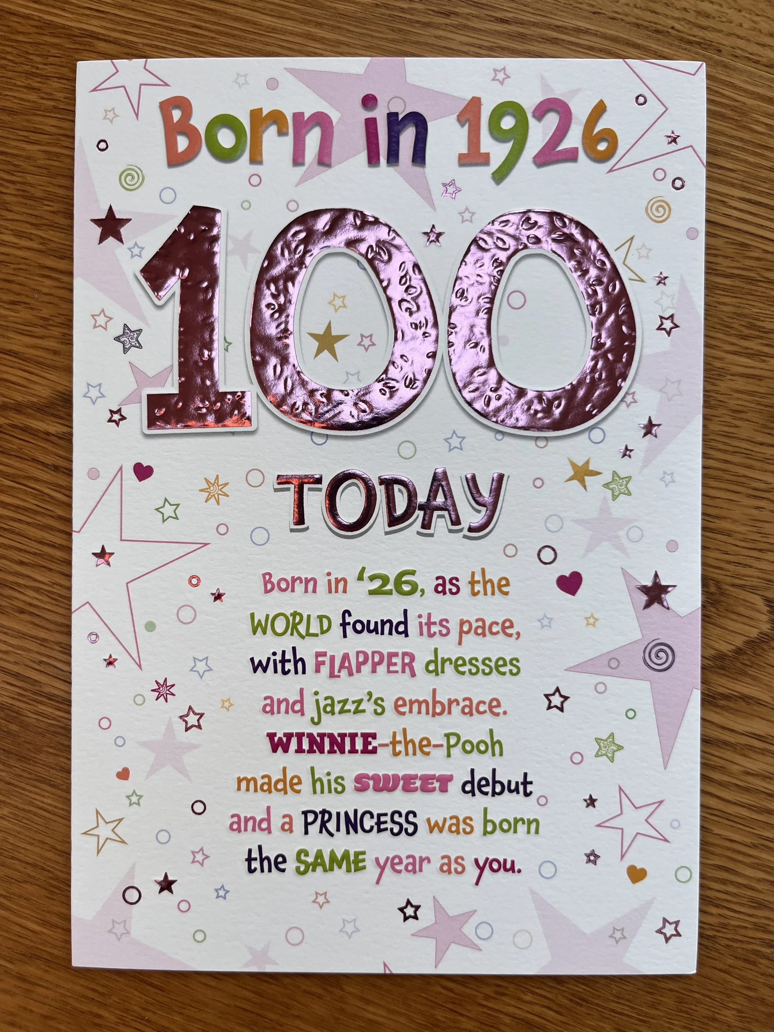 100th Birthday Year Born Card