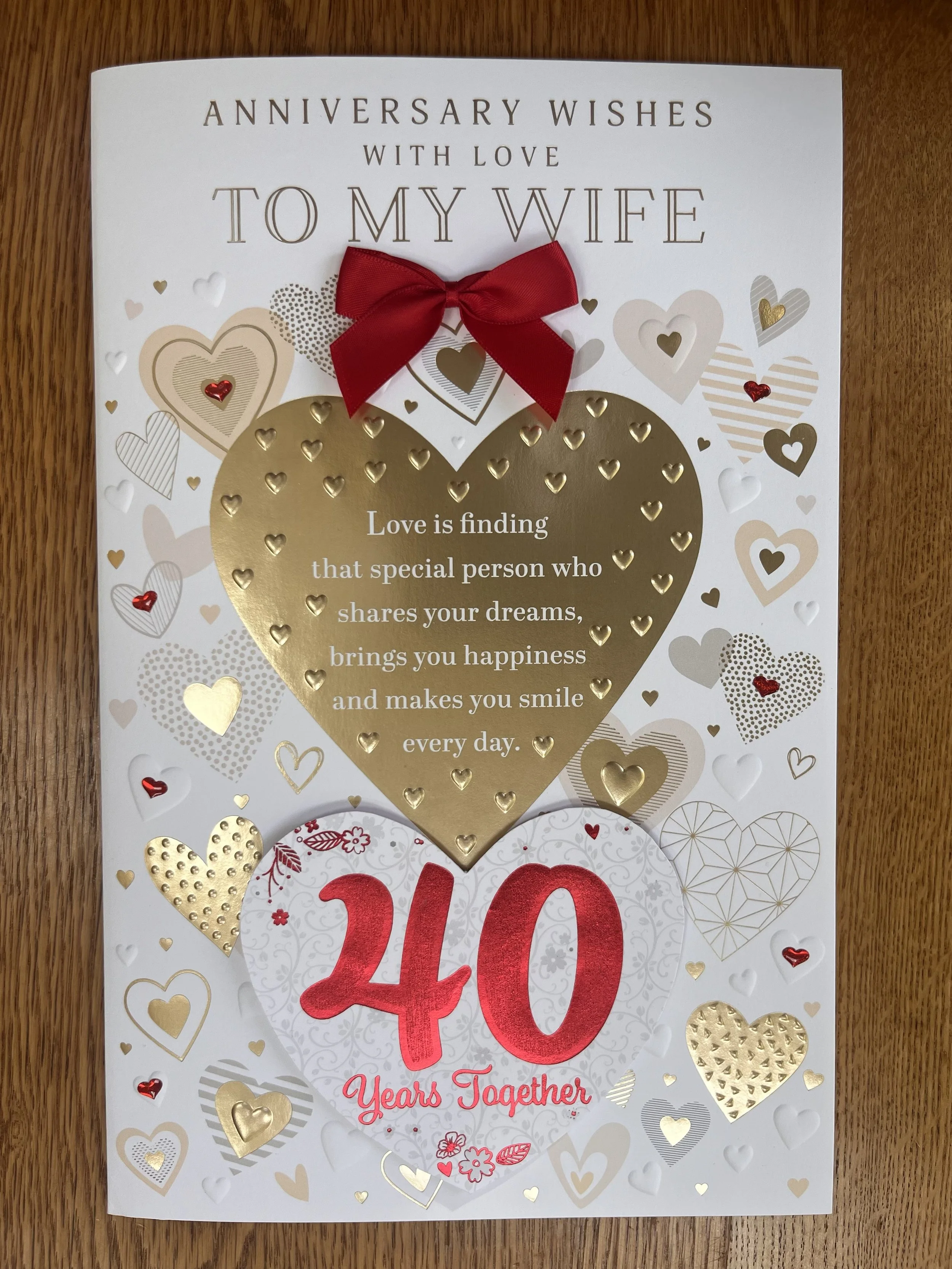 Extra Special Wife 40th anniversary Card