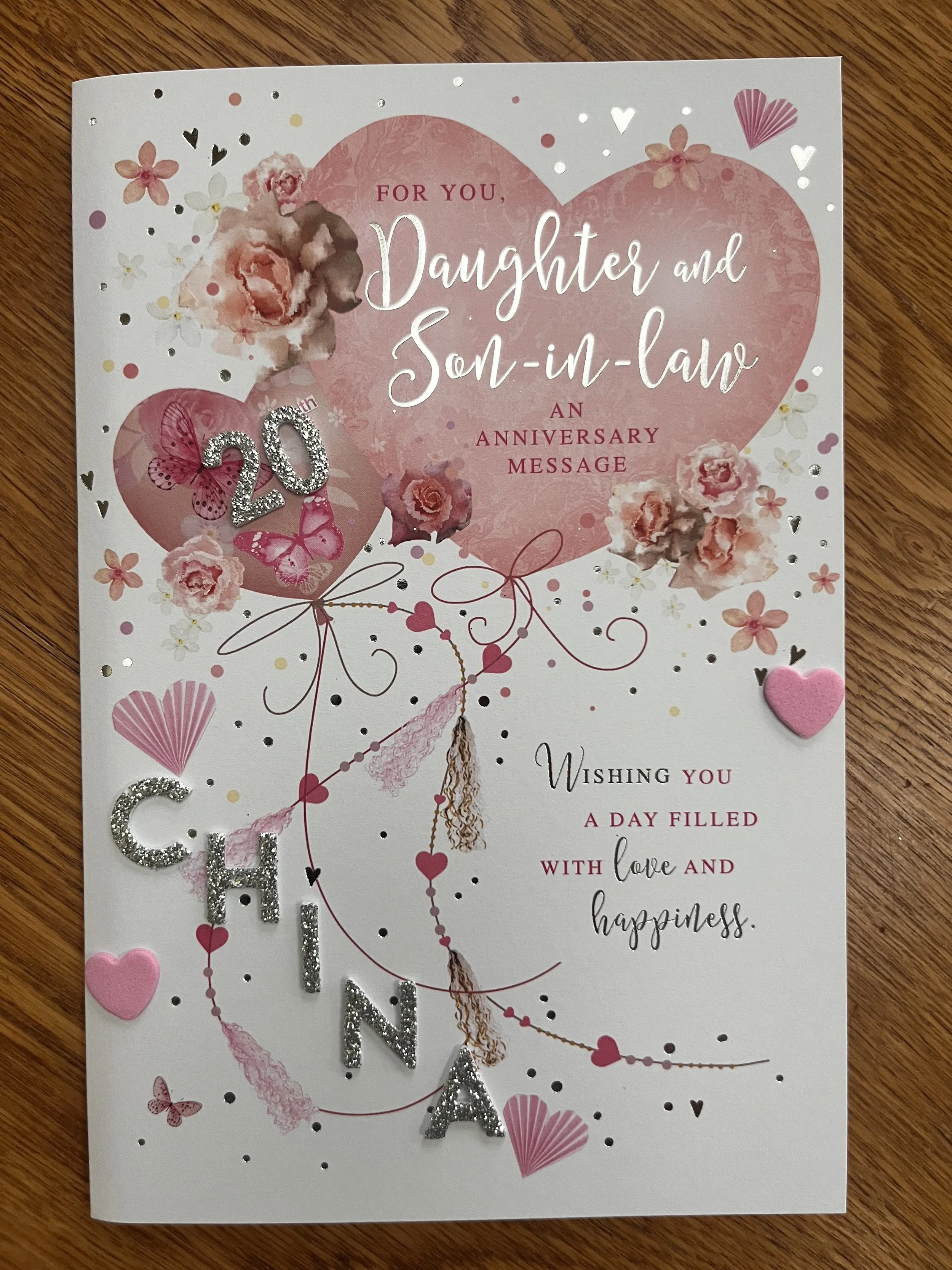 Daughter and Son in law 20th anniversary card