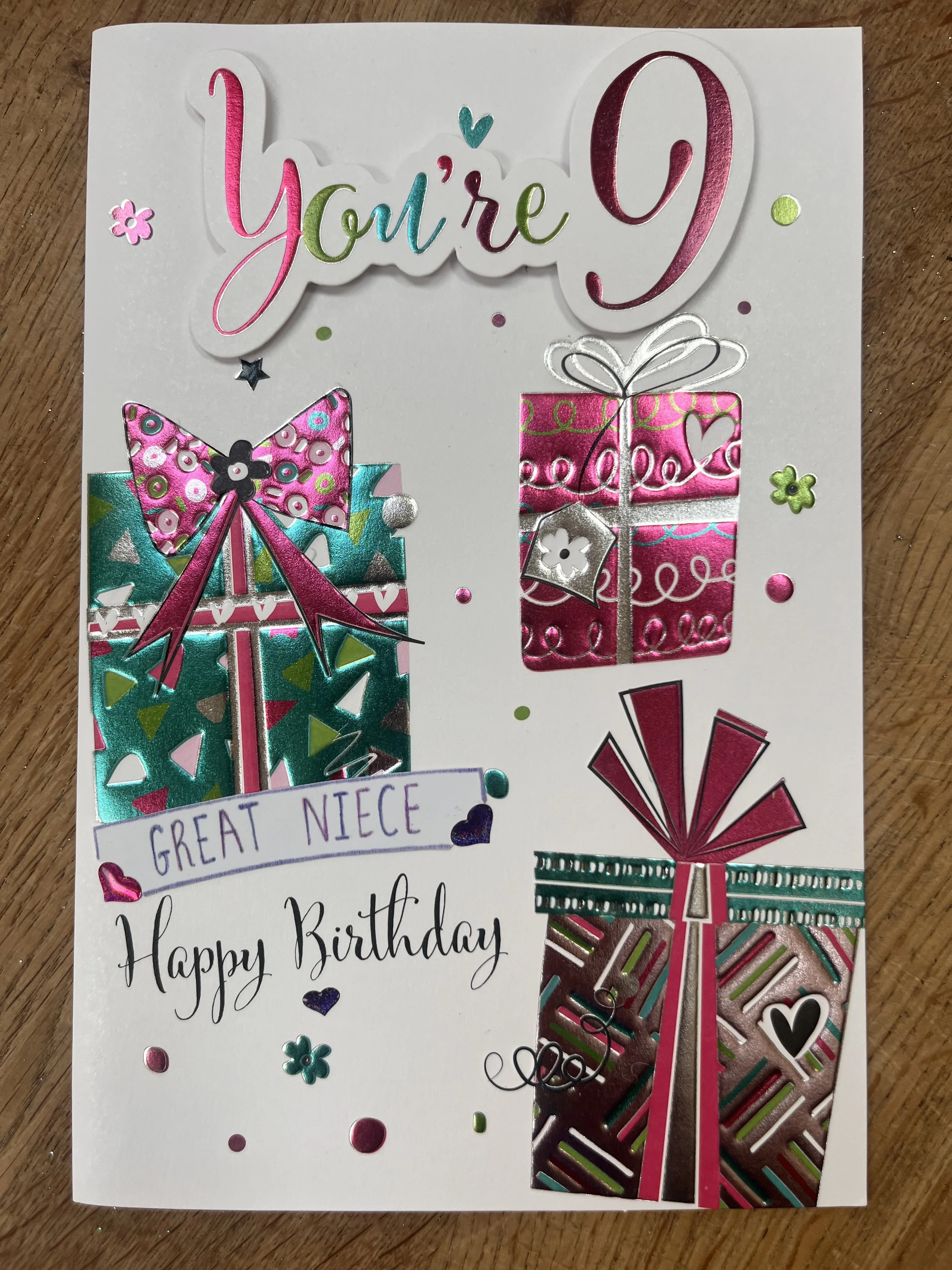Great Niece 9th Birthday Card