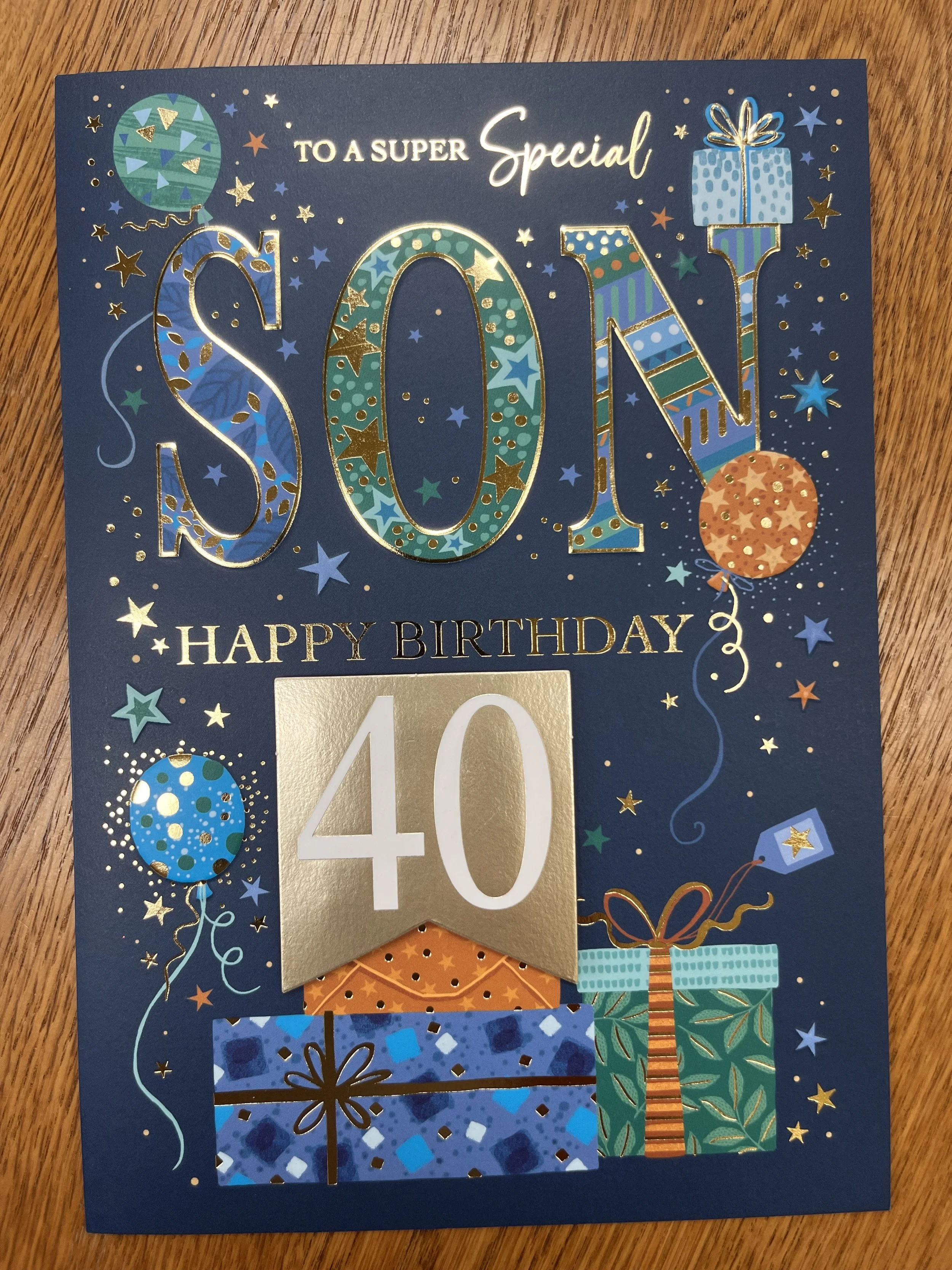 Special Son 40th Birthday Card