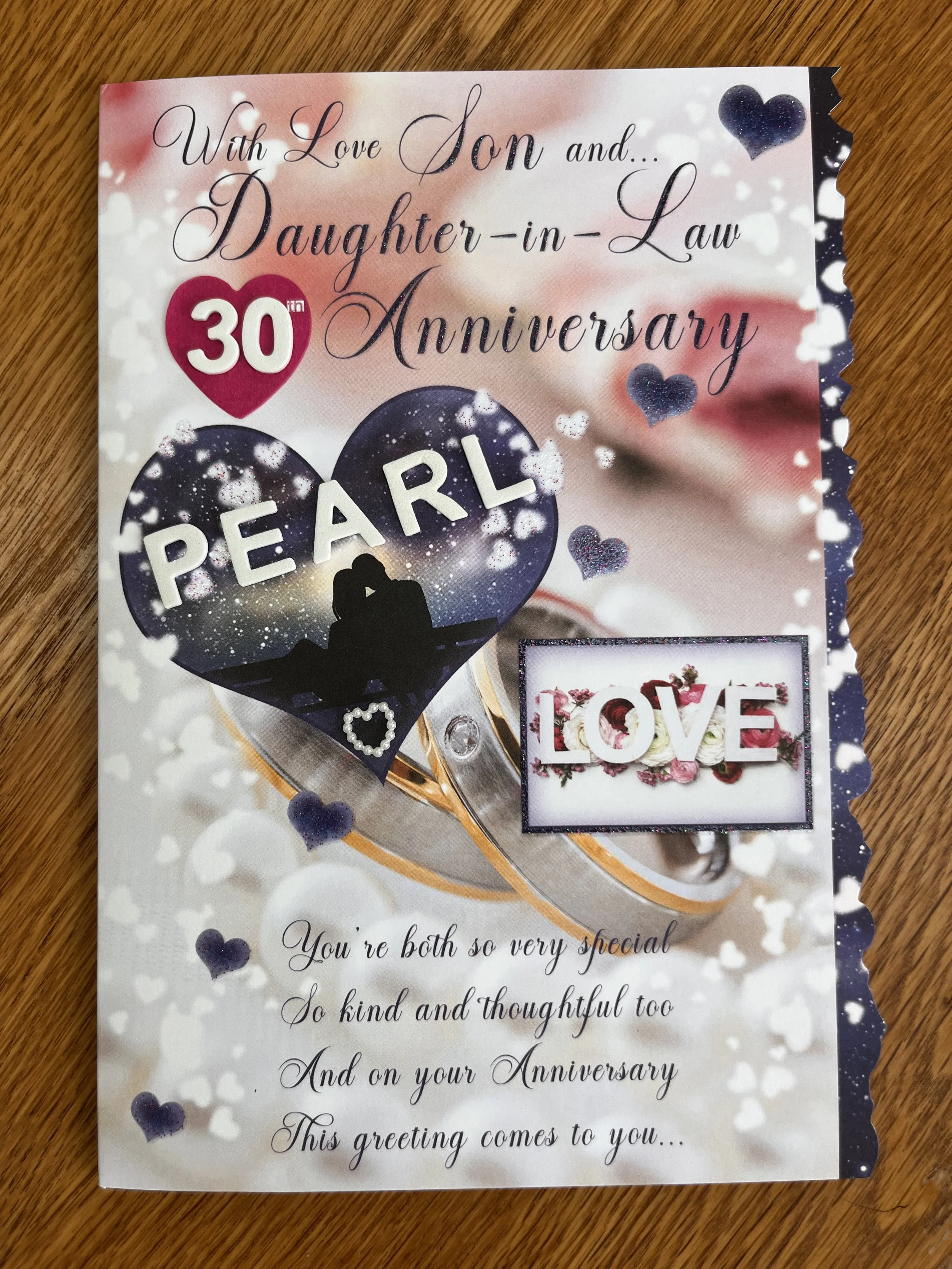 Son and Daughter in law Pearl anniversary card