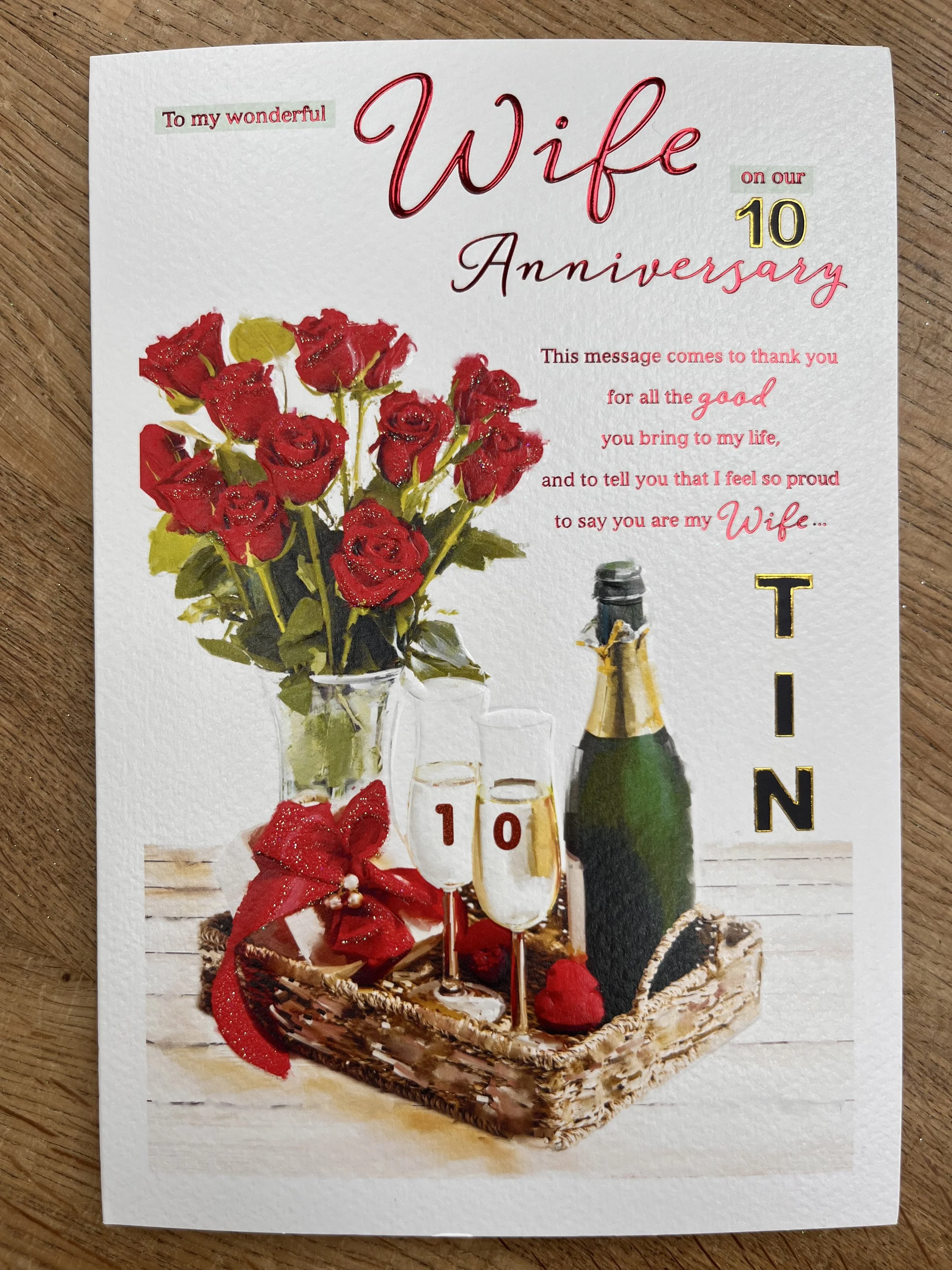 Wife 10th Anniversary Card
