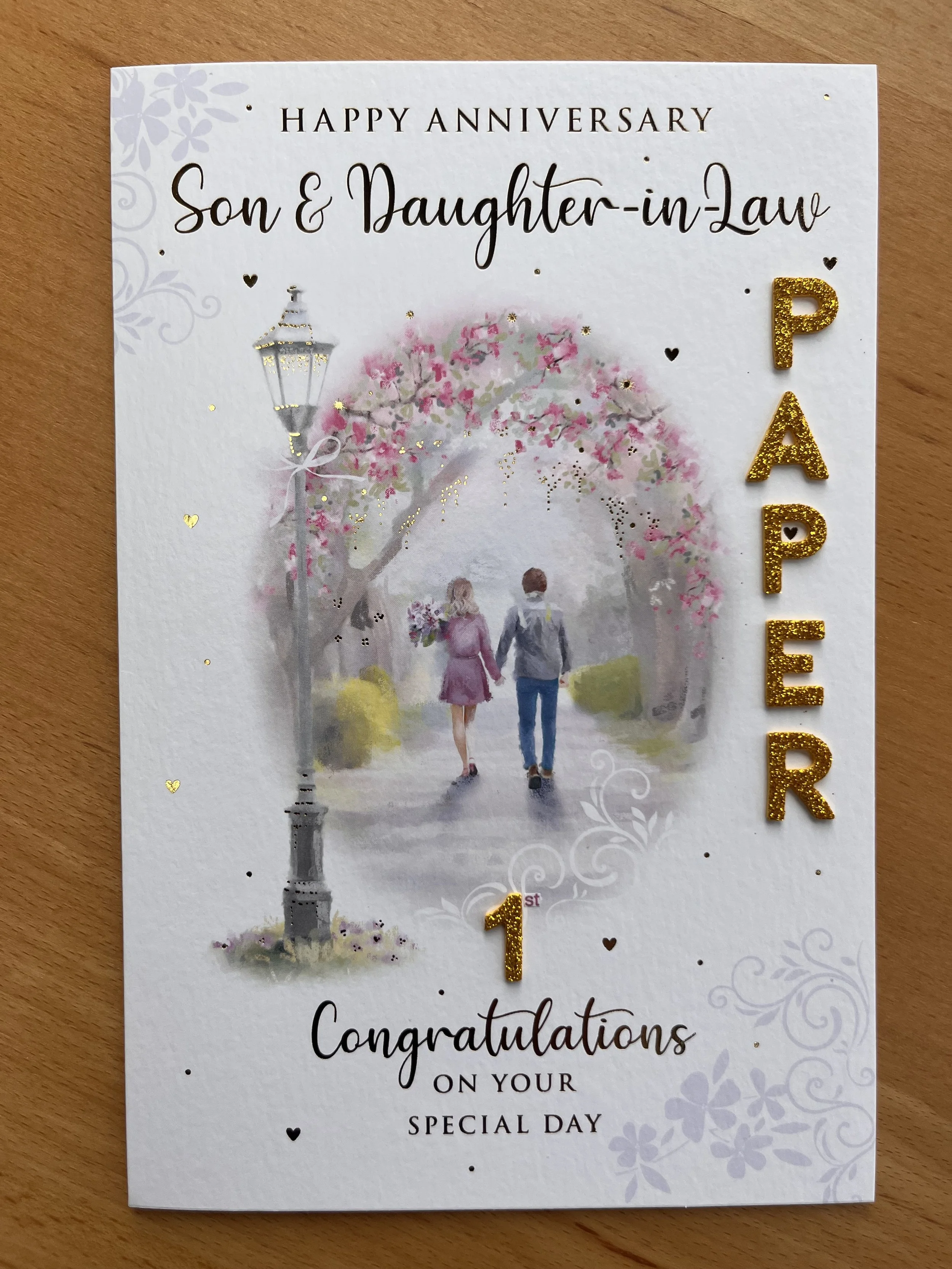 Son and Daughter-in-Law 1st Wedding Anniversary Card