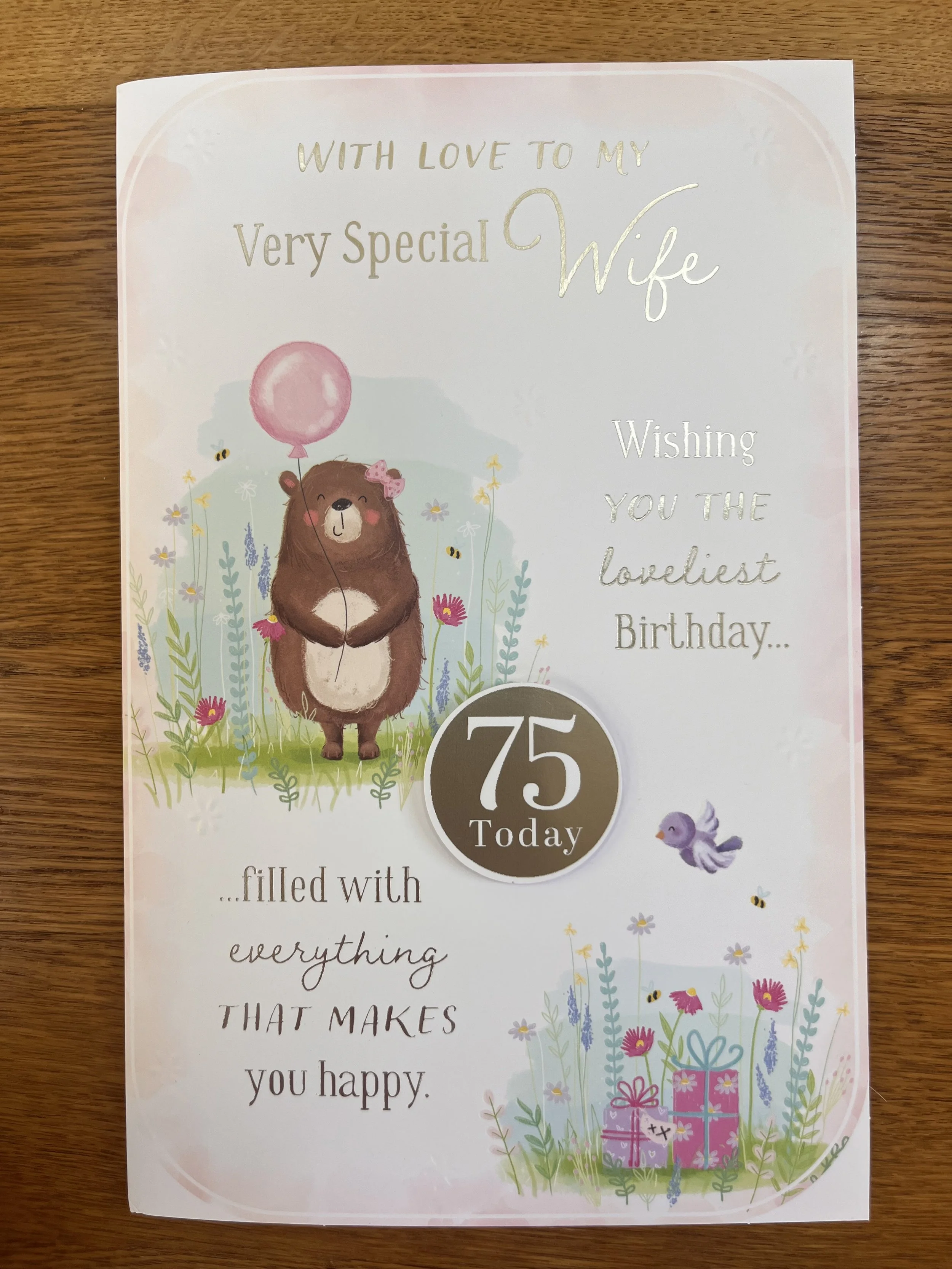 Extra Special Wife 75th Birthday card