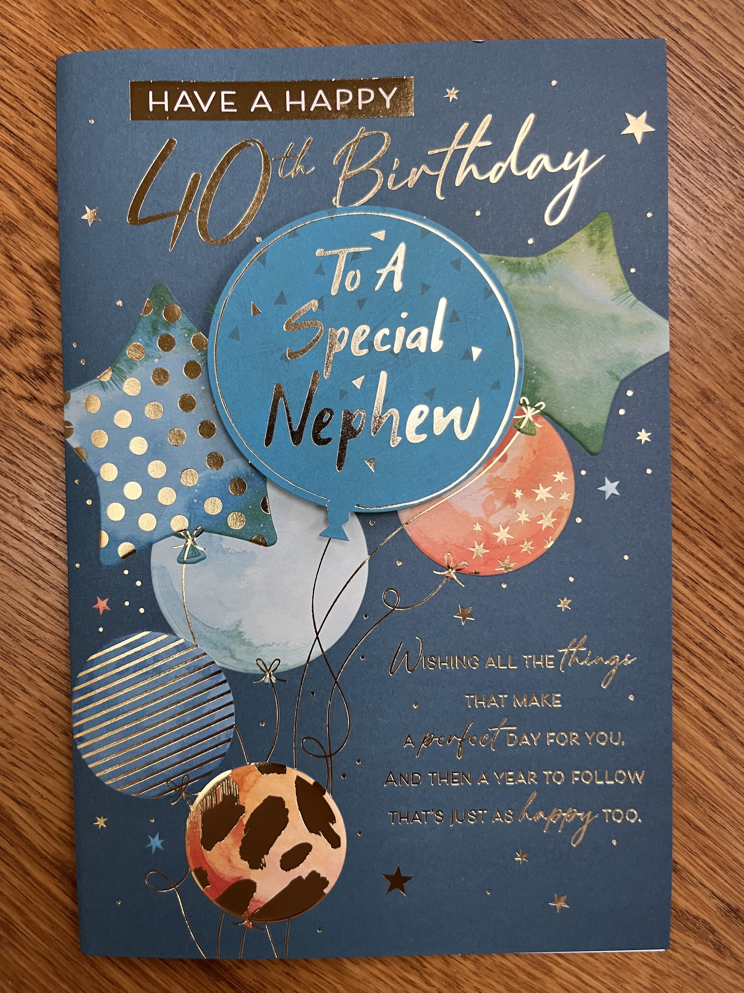 Nephew 40th birthday card