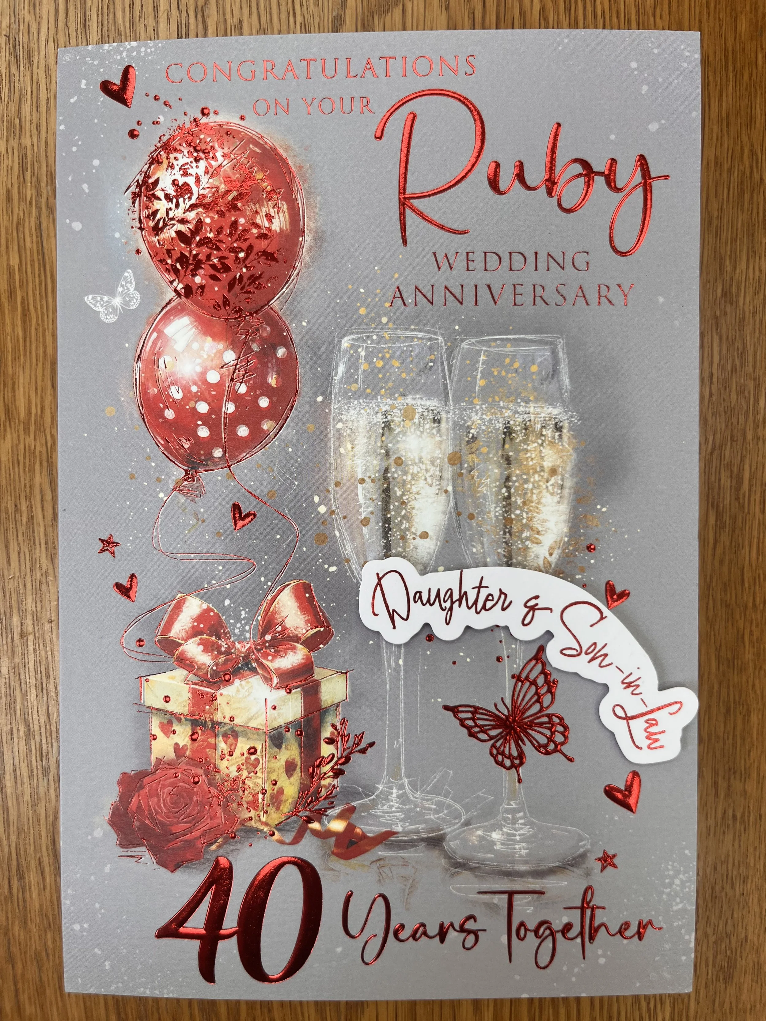Daughter and Son in-law Ruby Wedding Anniversary card