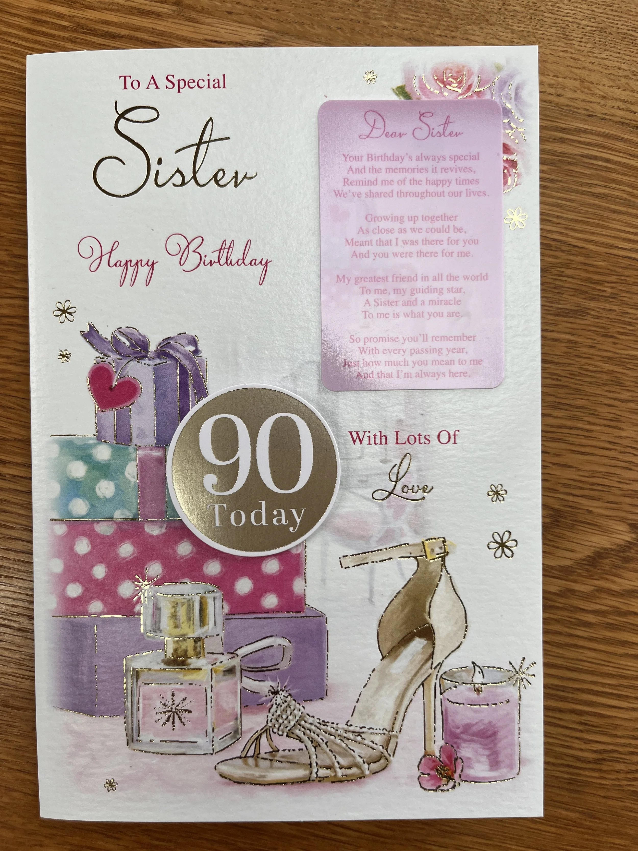 Special Sister 90th Birthday card