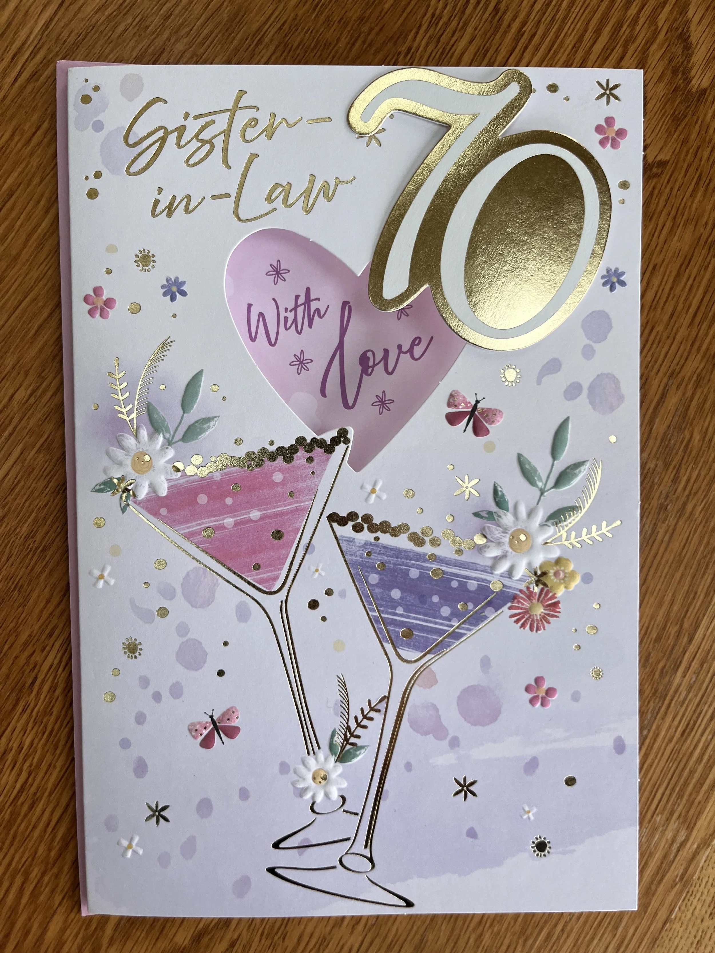 Sister in Law 70th birthday card