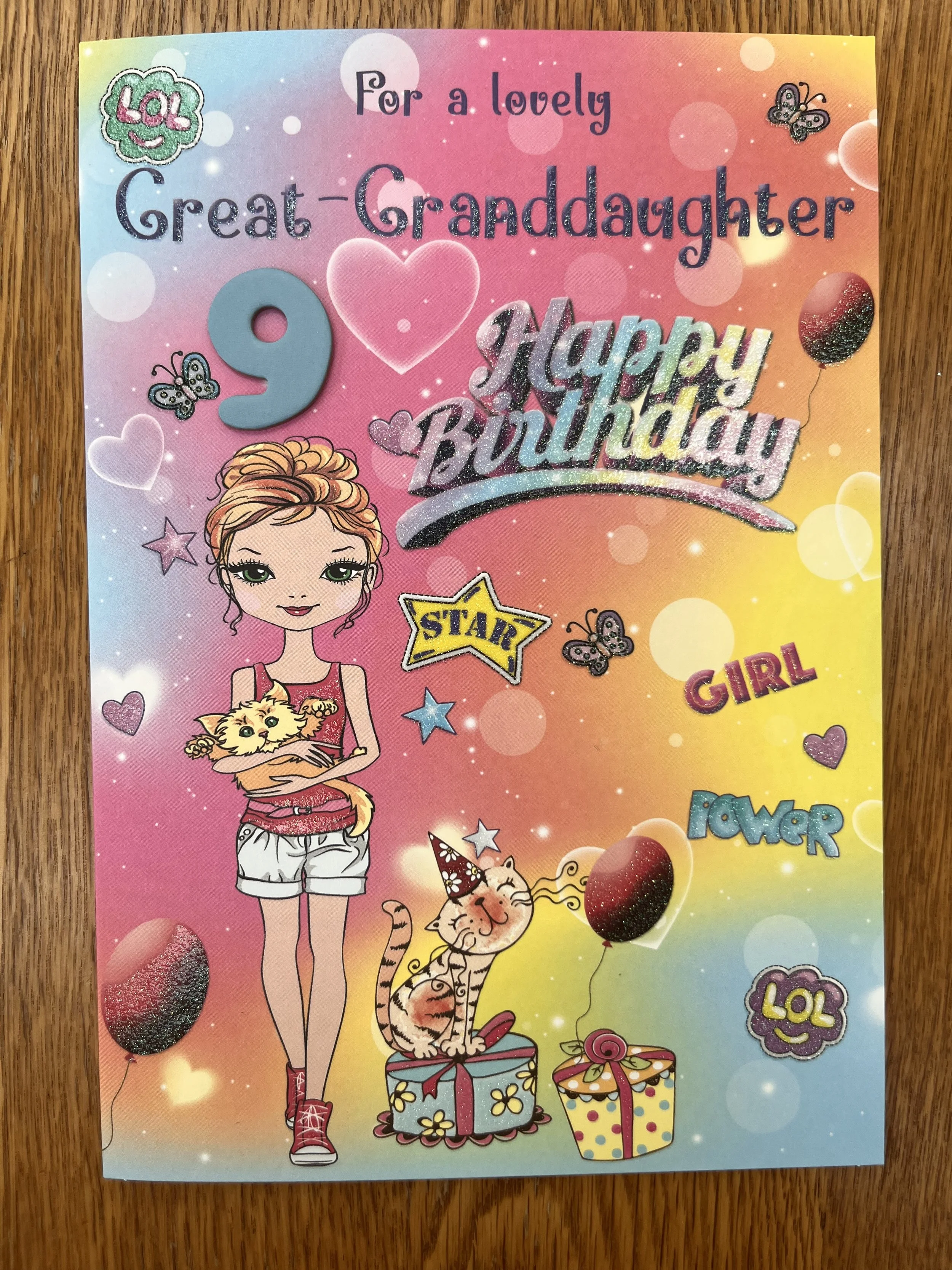 Great Granddaughter 9th Birthday Card