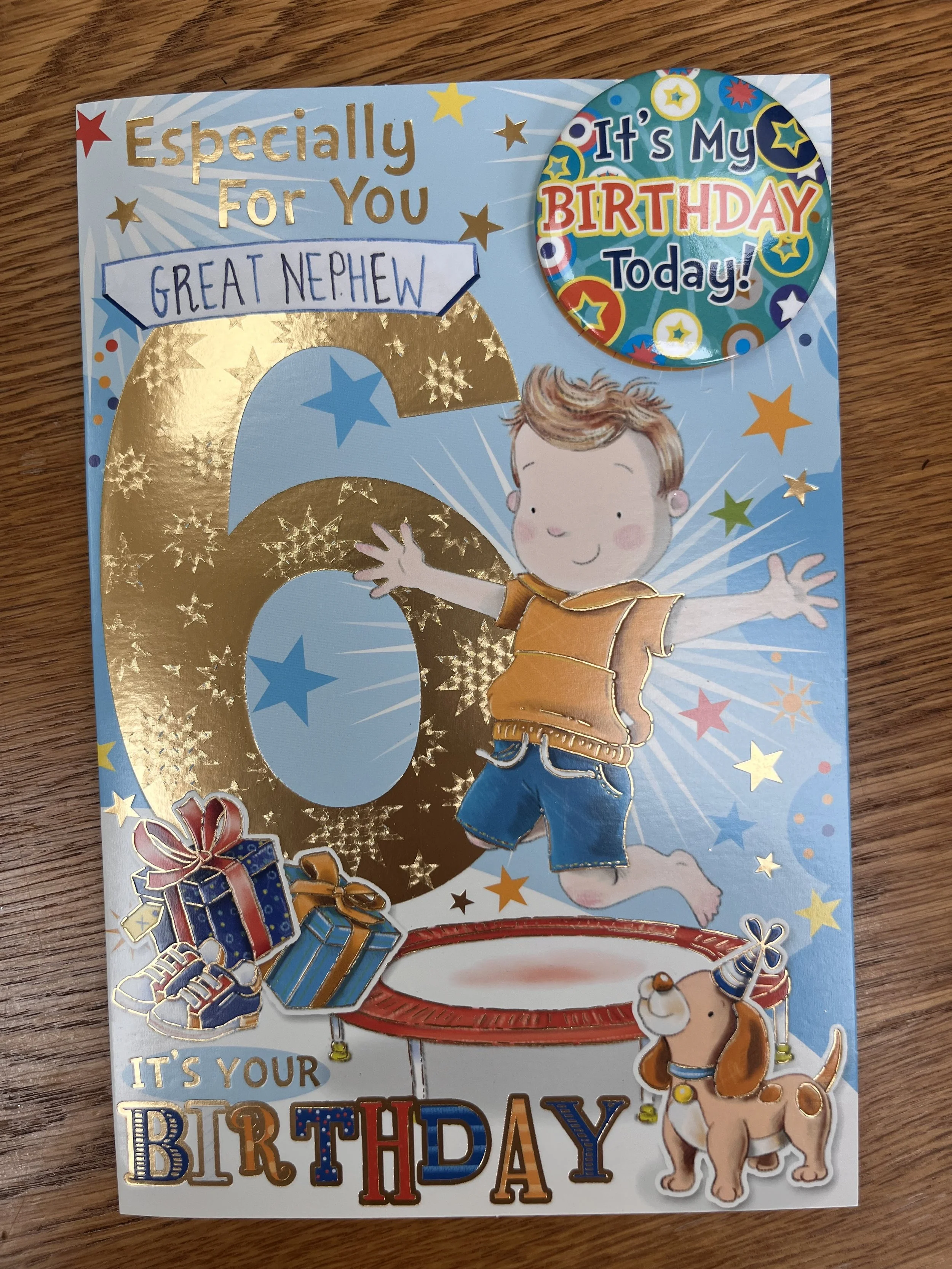 Great Nephew 6th birthday card